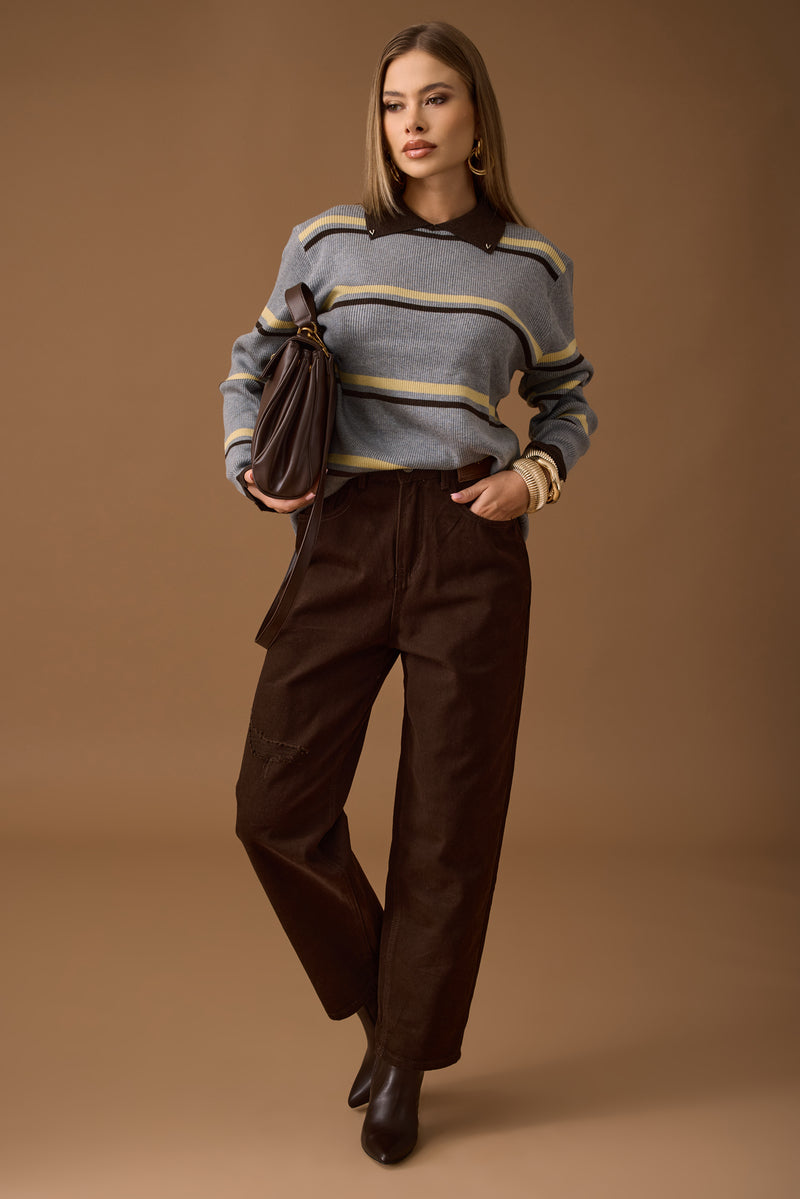 Pantalone Ballon Con Strappi Testa Di Moro