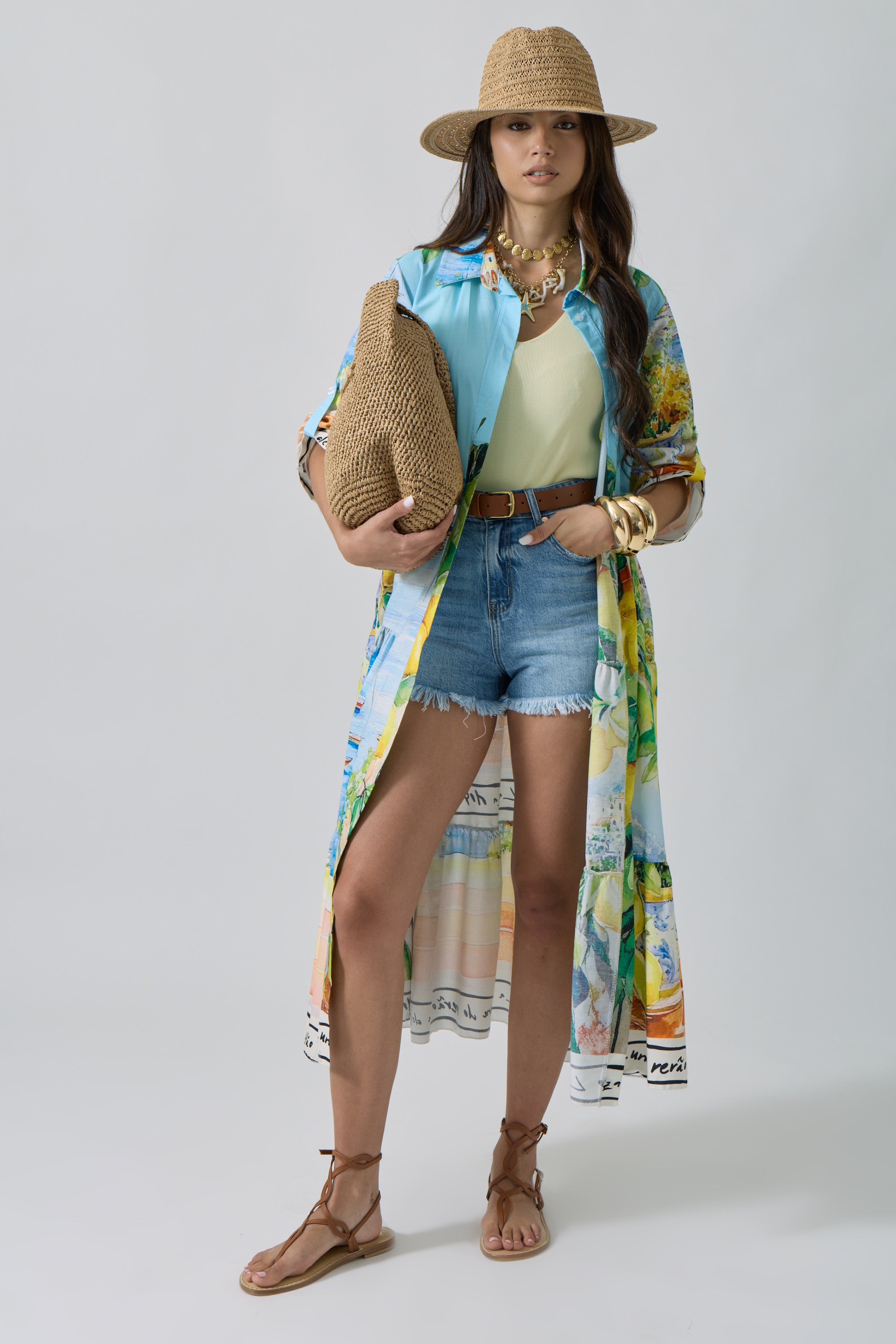 Shorts Sfrangiato Denim Chiaro
