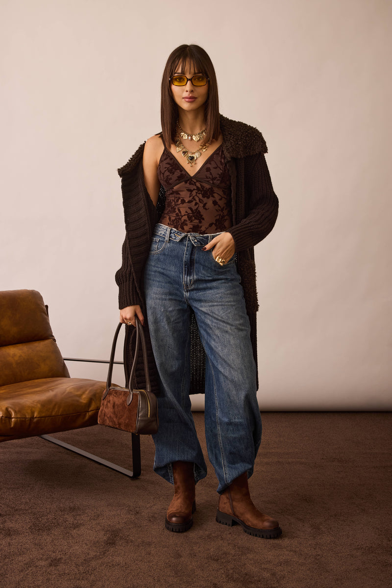 Jeans Con Risvolto Denim