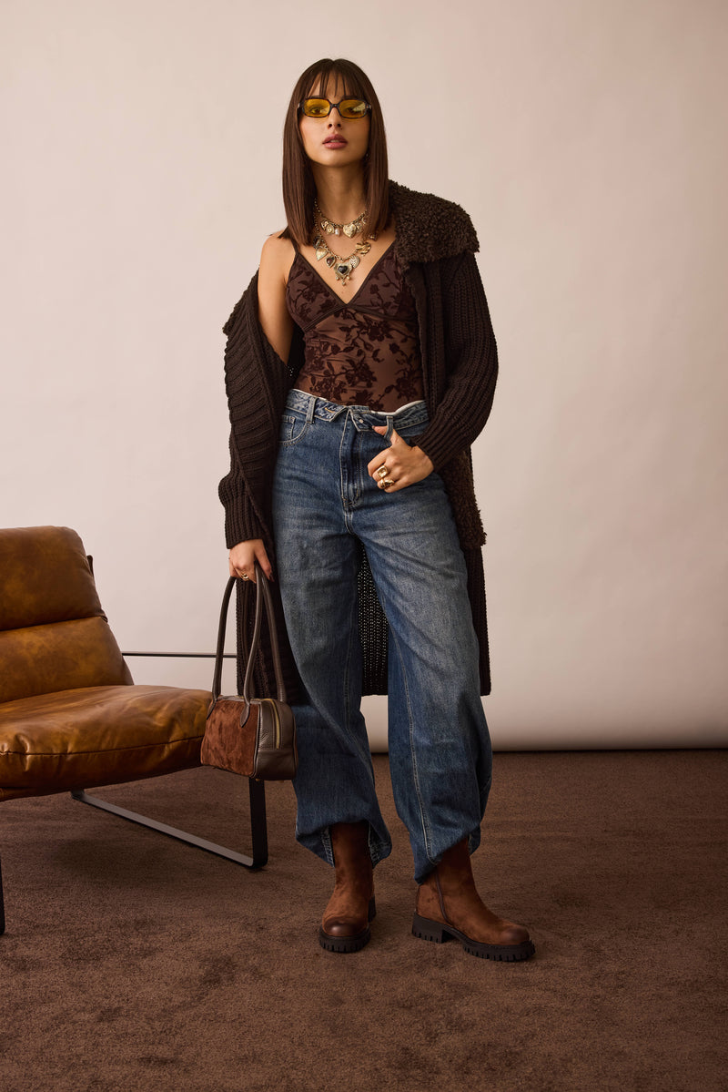 Jeans Con Risvolto Denim