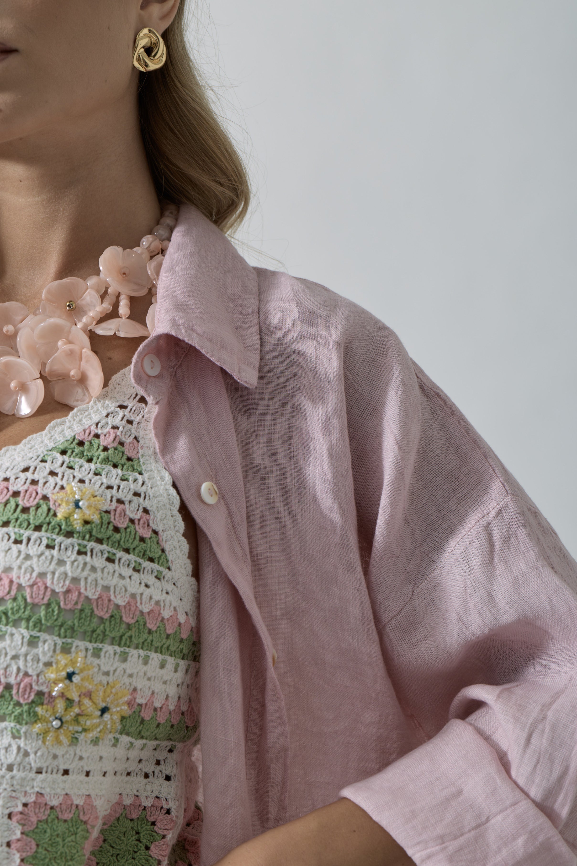 Camicia In Lino Rosa