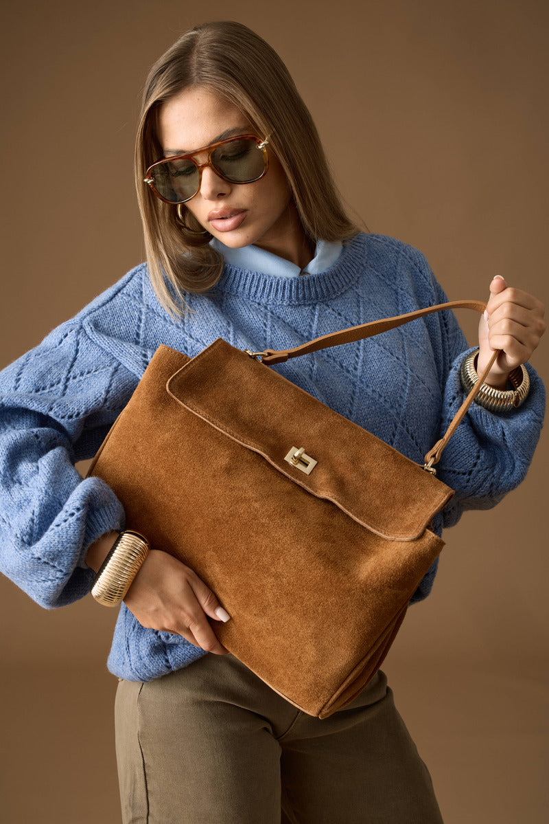 Borsa Kim Camoscio Cognac