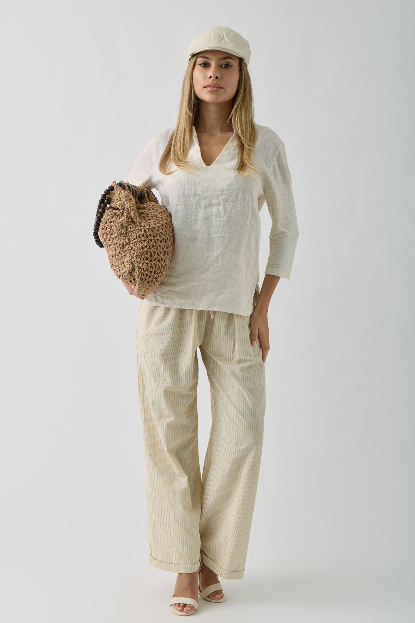 Pantalone Millerighe Beige
