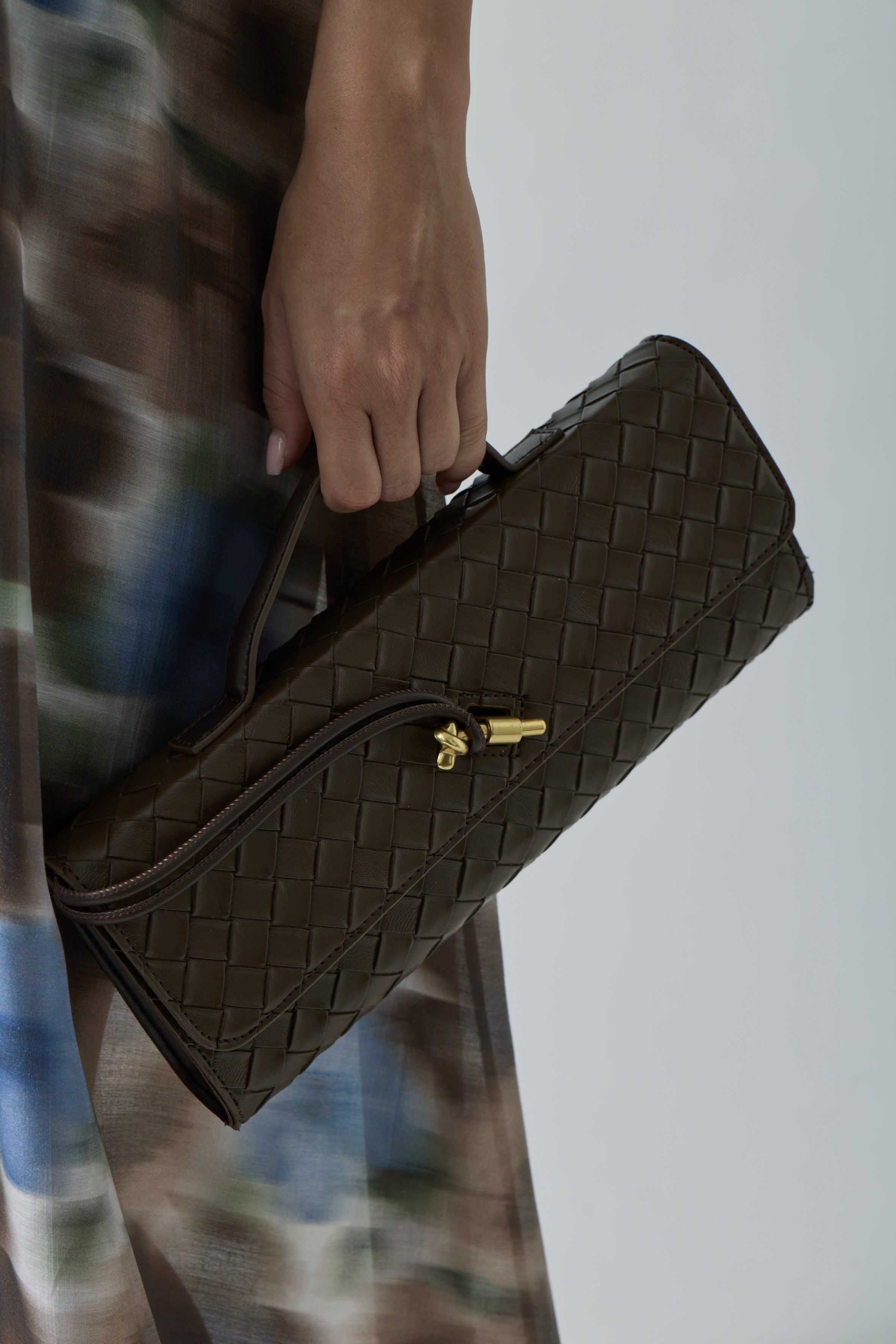 Borsa Baguette Intrecciata Testa Di Moro