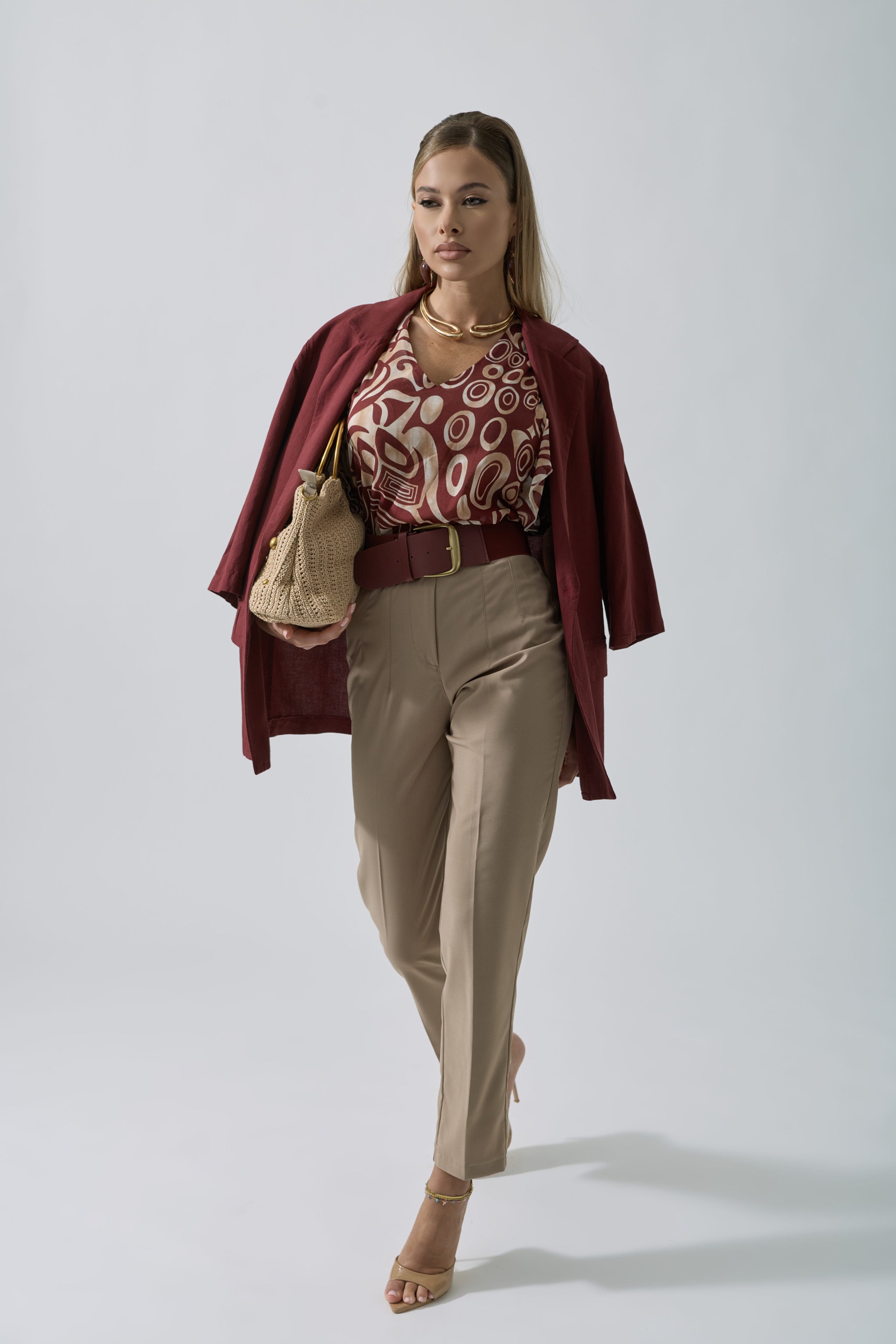 Pantalone Office Capri Cammello