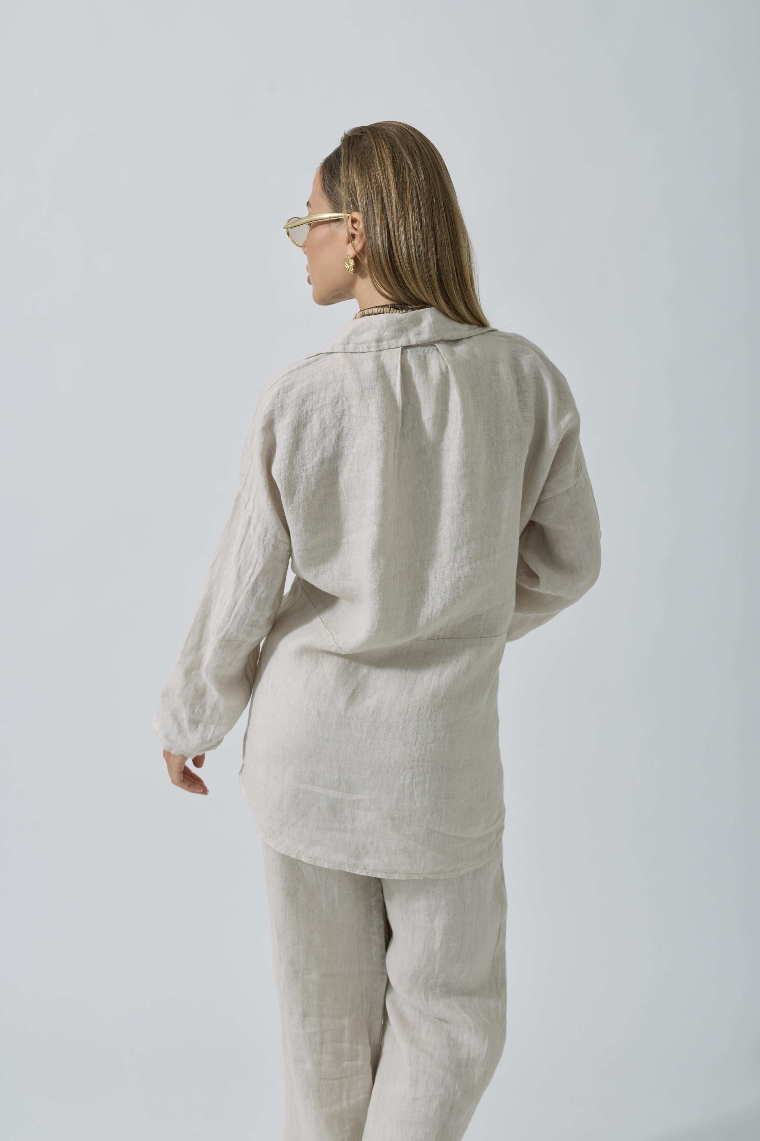 Camicia In Lino Beige Chiaro