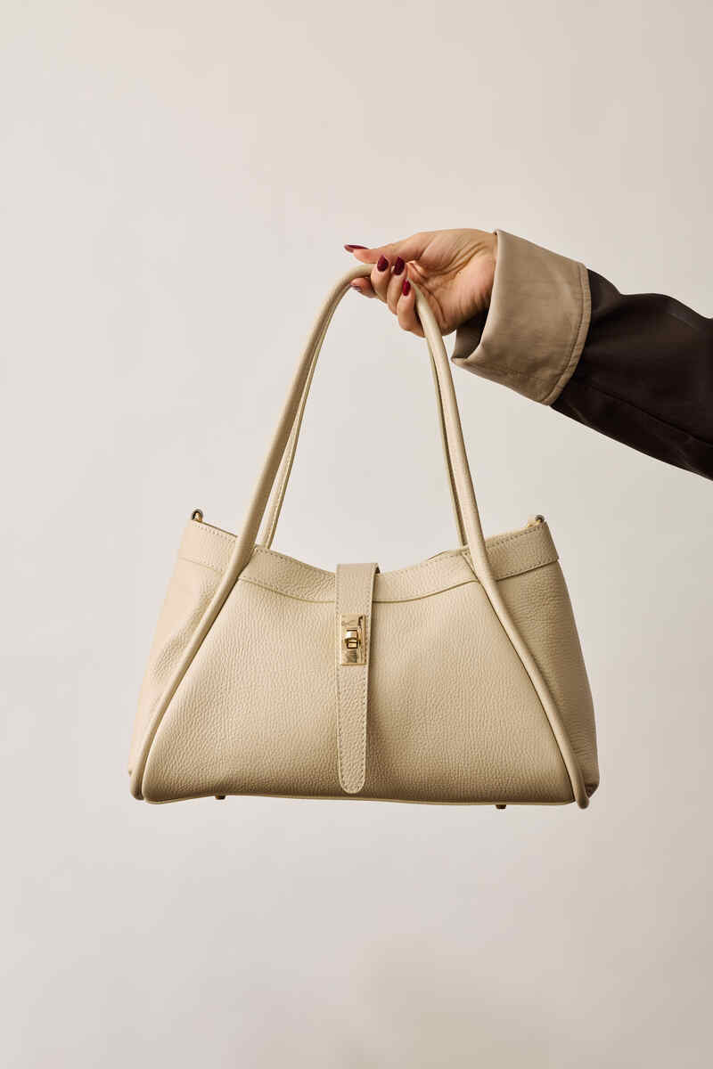 Borsa In Vera Pelle Tea Gesso