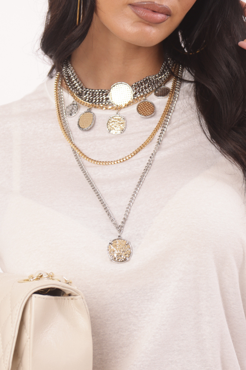 Collana Con Medaglie Argento