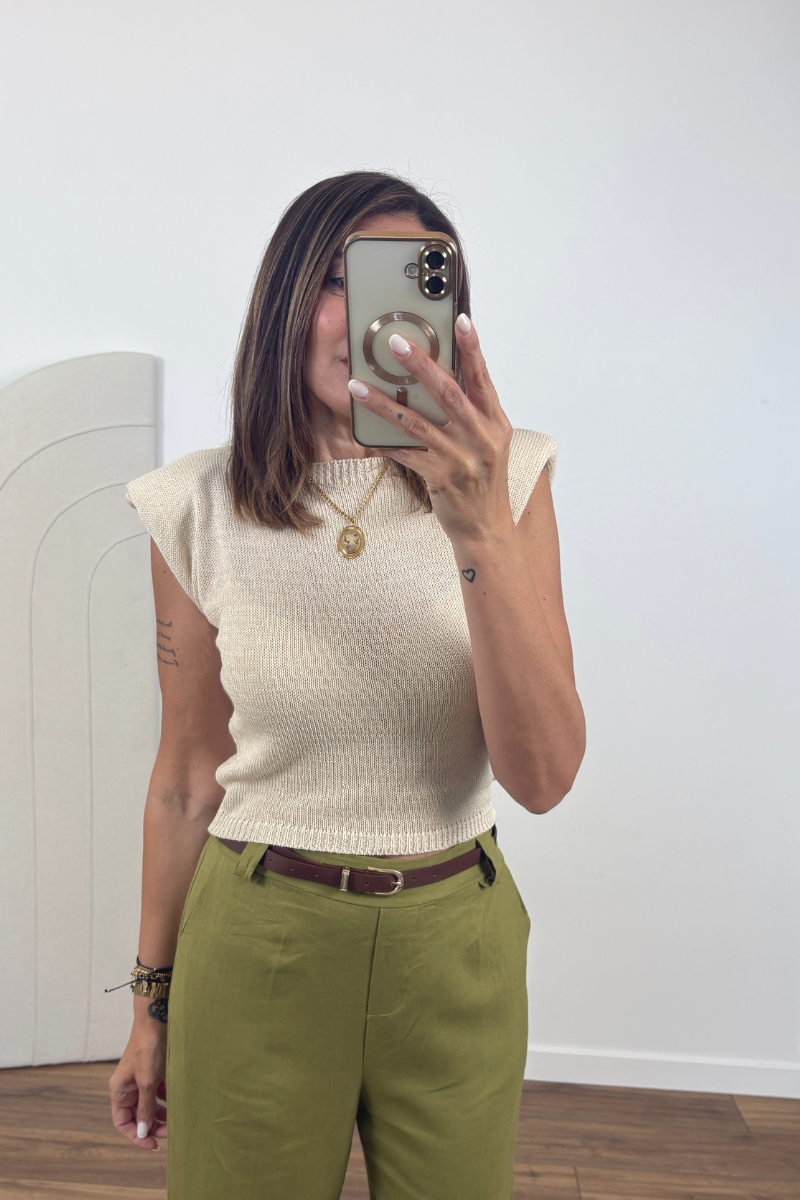 Gilet Filo Spalline Burro