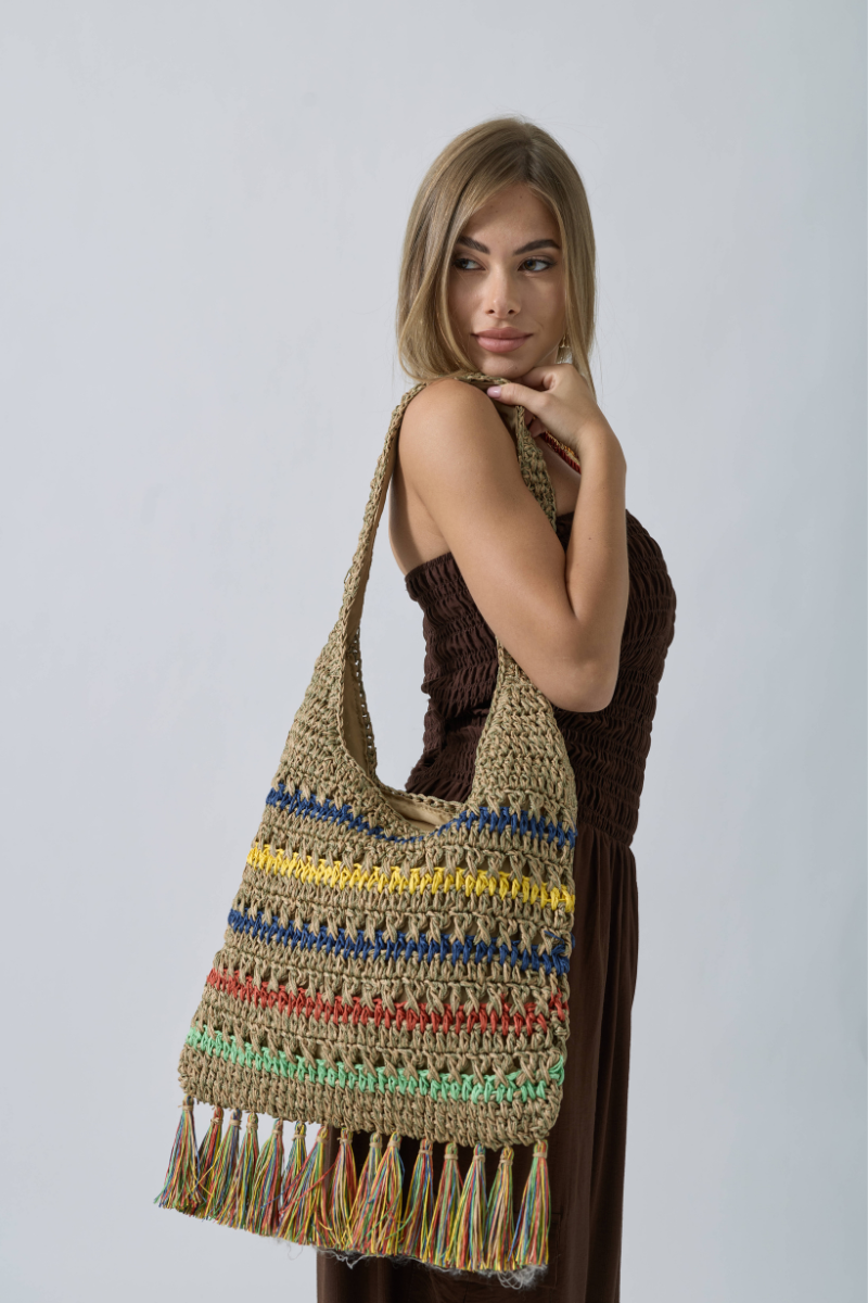 Borsa Rafia Multicolore