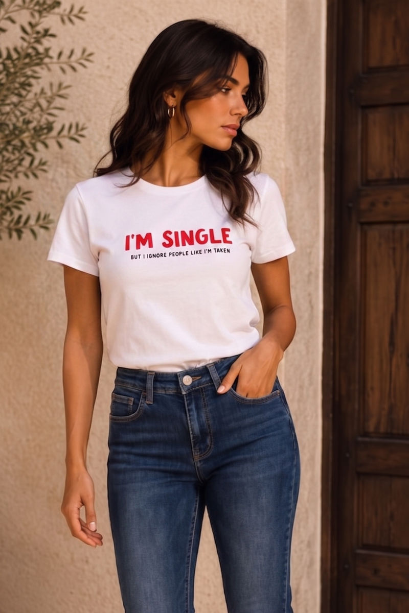T-Shirt I'm Single Bianco
