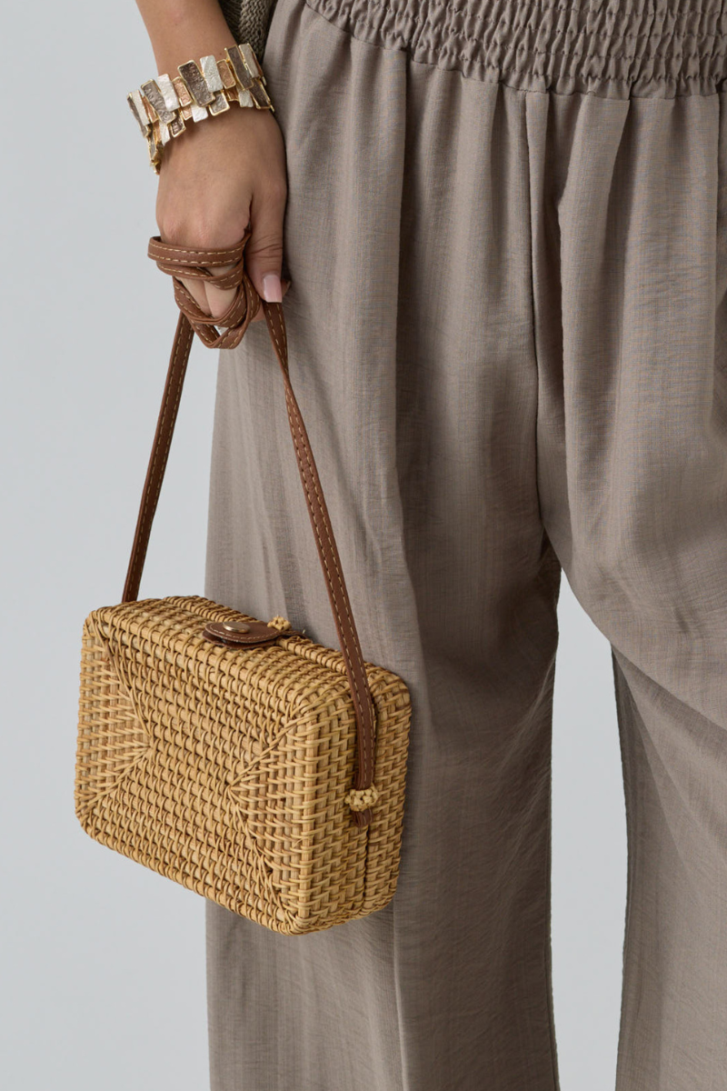 Borsa In Rafia Alicia Beige
