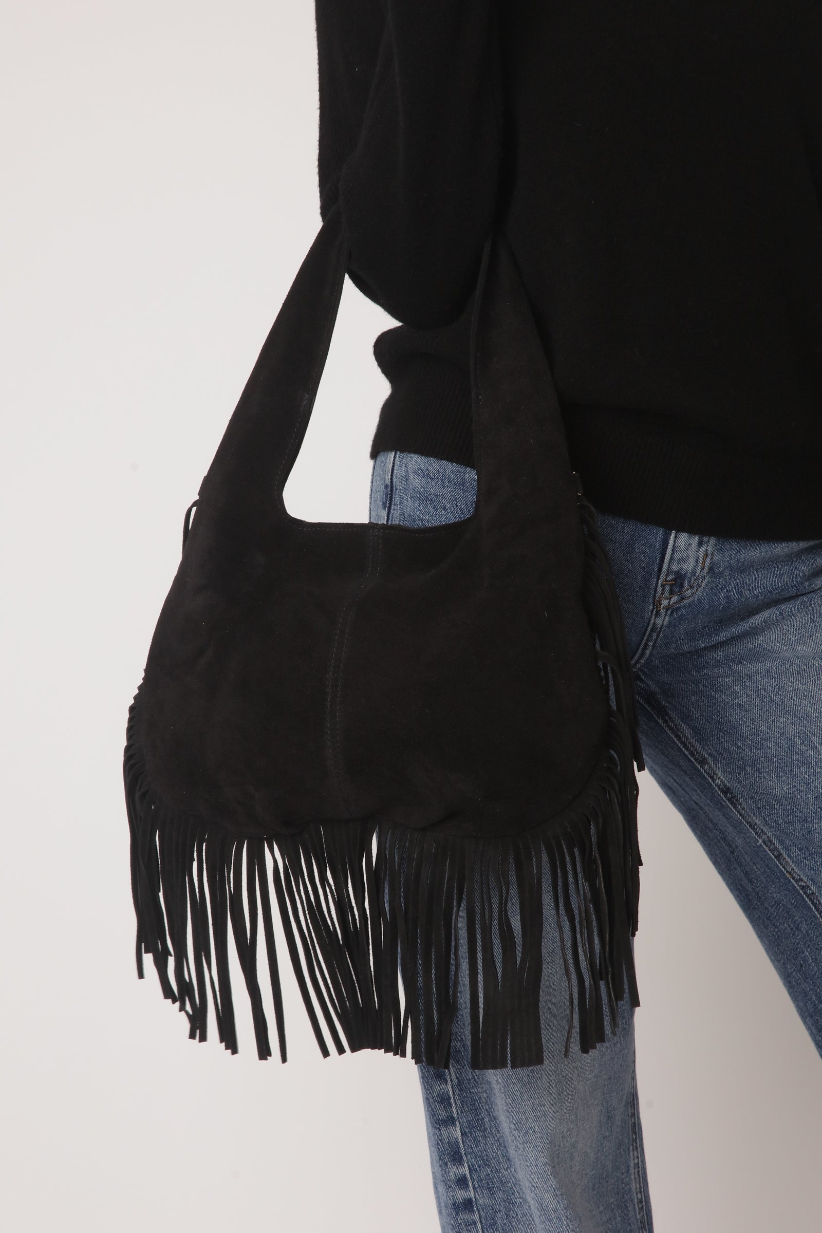 Borsa Con Frange Nero