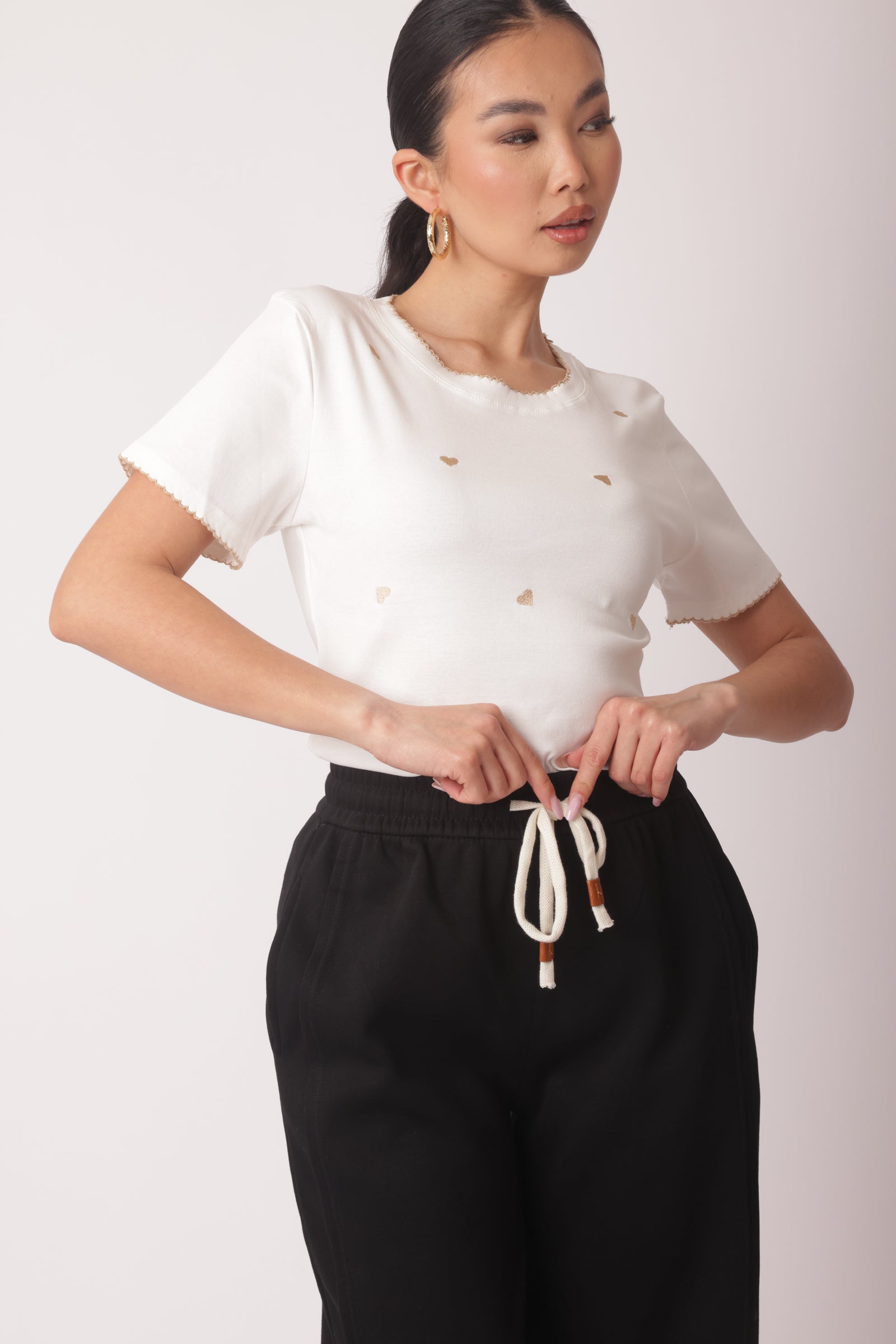 T-Shirt Cuoricini Panna