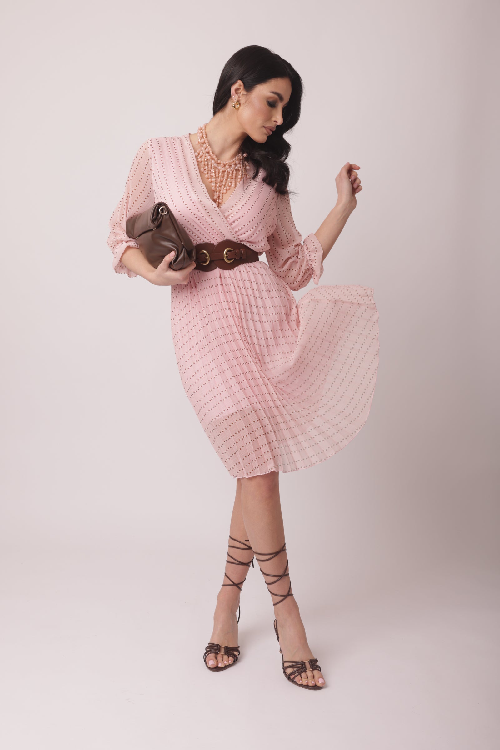 Abito Plissé Pois rosa|Colore:Rosa