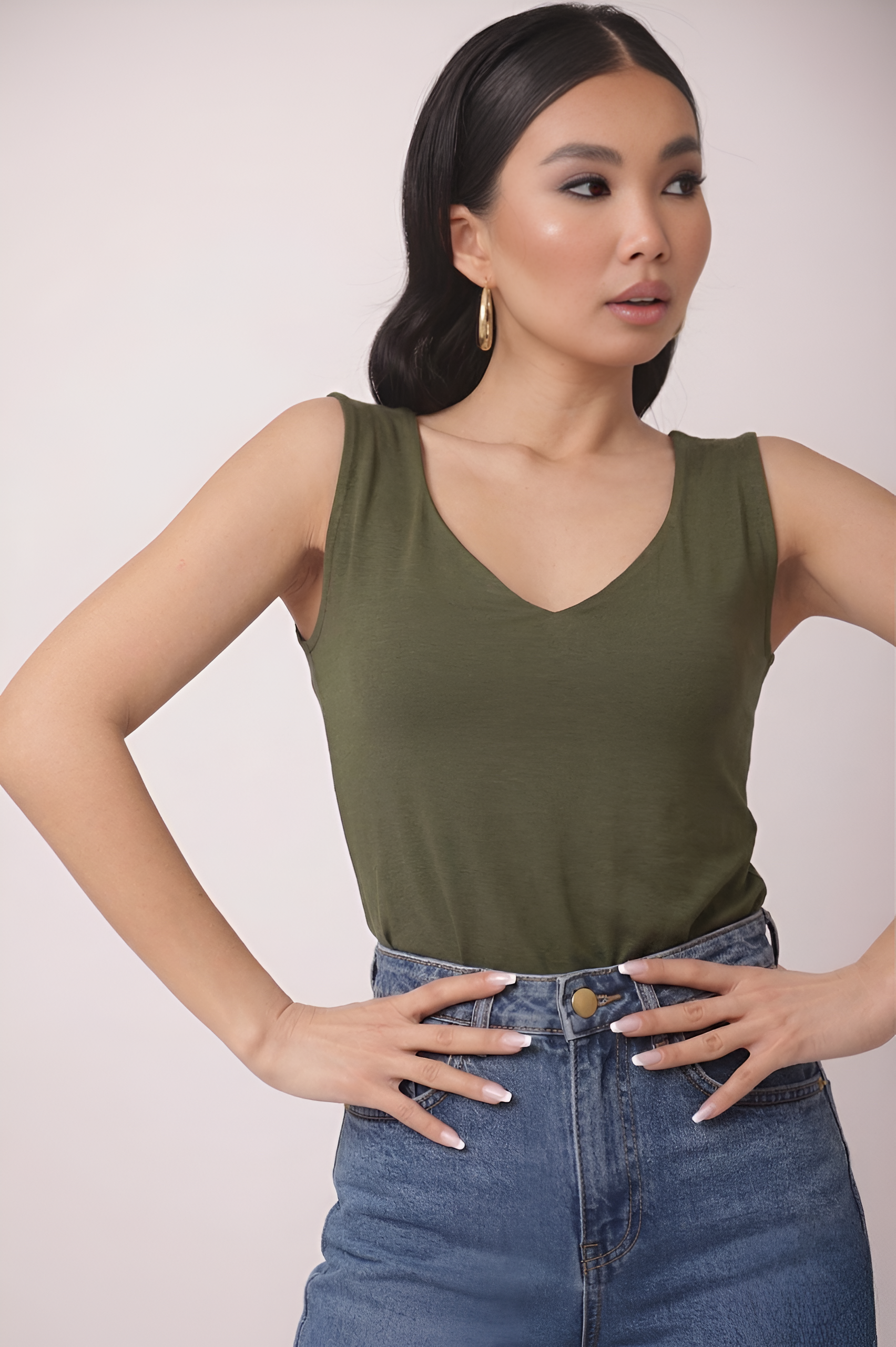 Canotta Basic verde militare|Colore:Verde militare