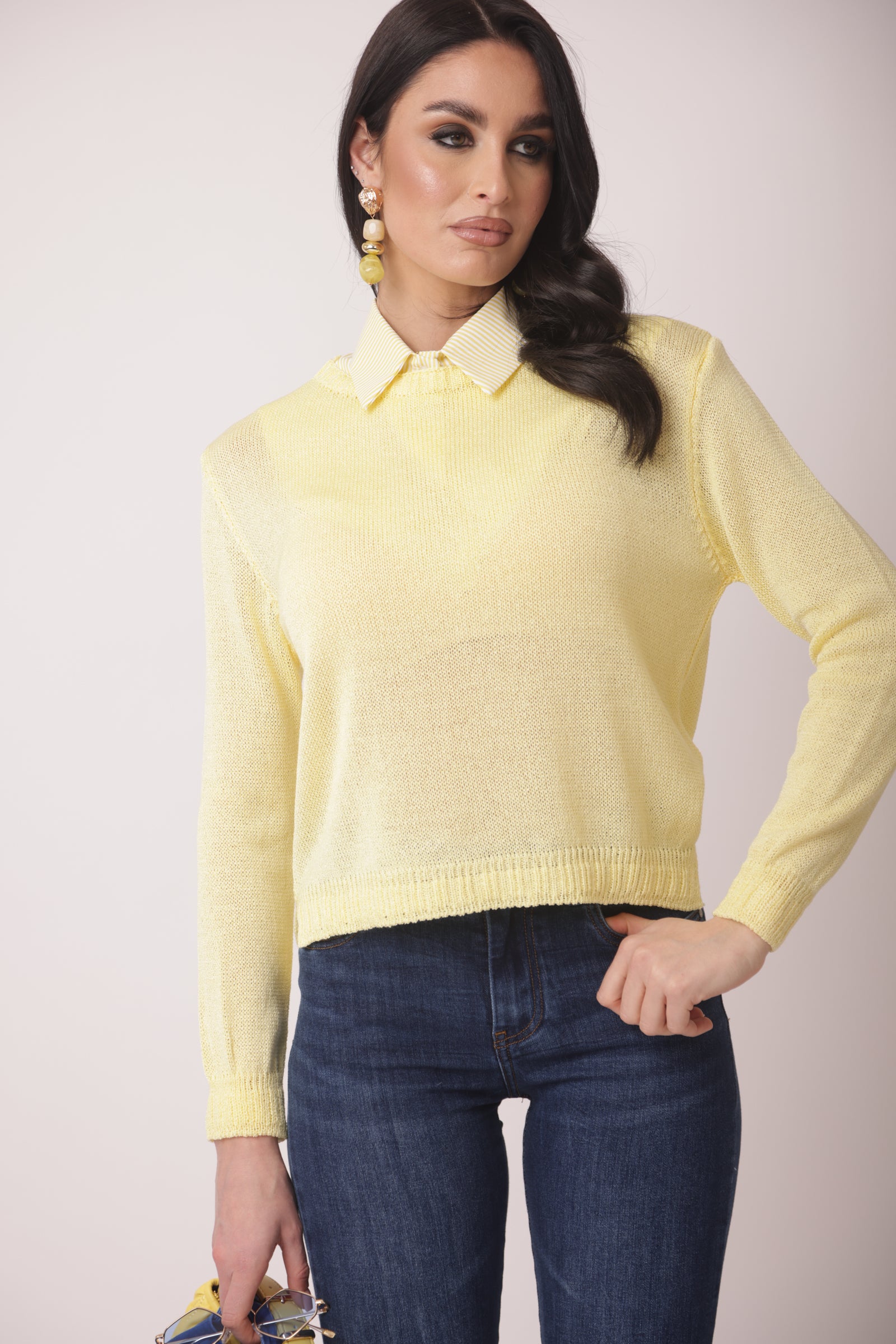 Pull Girocollo Giallo|Colore:Giallo