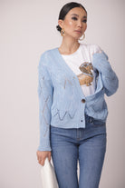 Cardigan Rombi celeste|Colore:Celeste