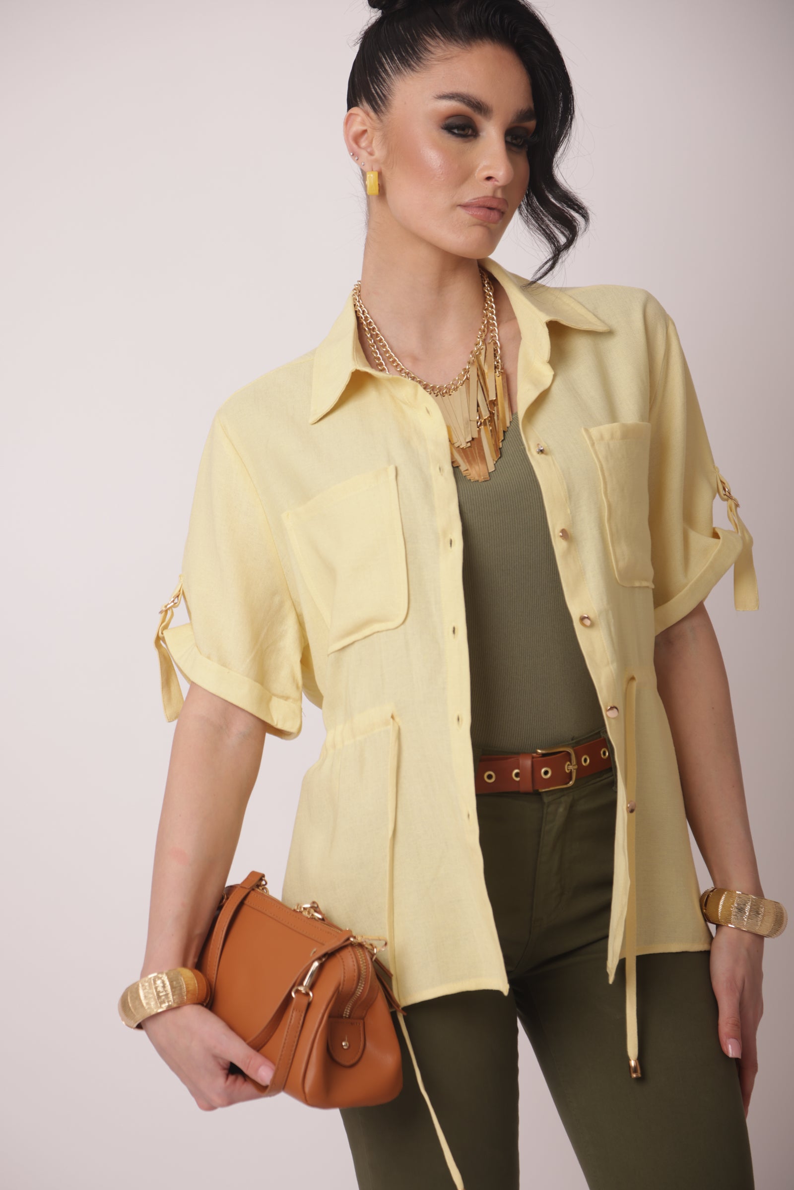 Camicia Safari giallo|Colore:Giallo