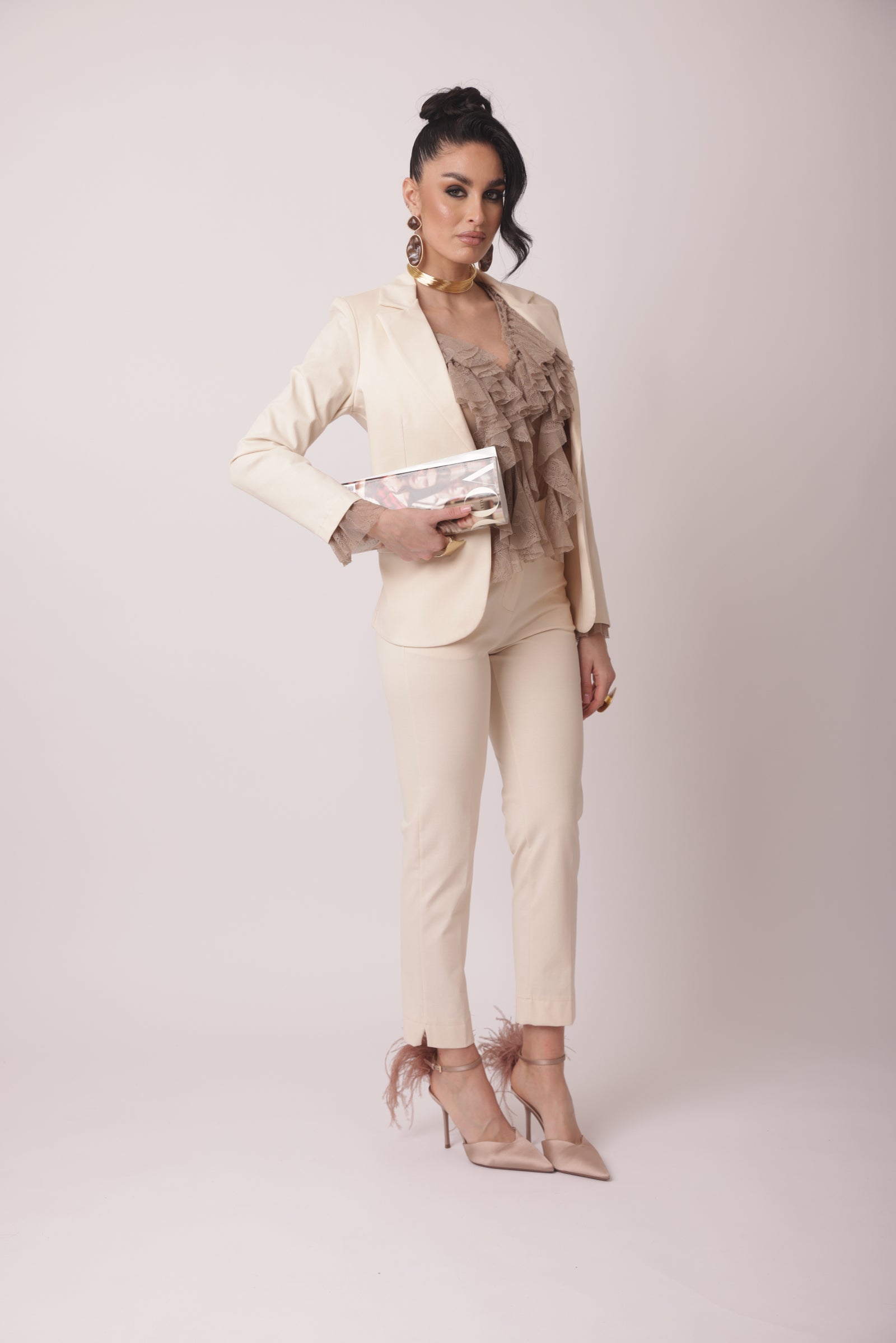 Pantalone Punto Milano Capri Classic gesso|Colore:Gesso