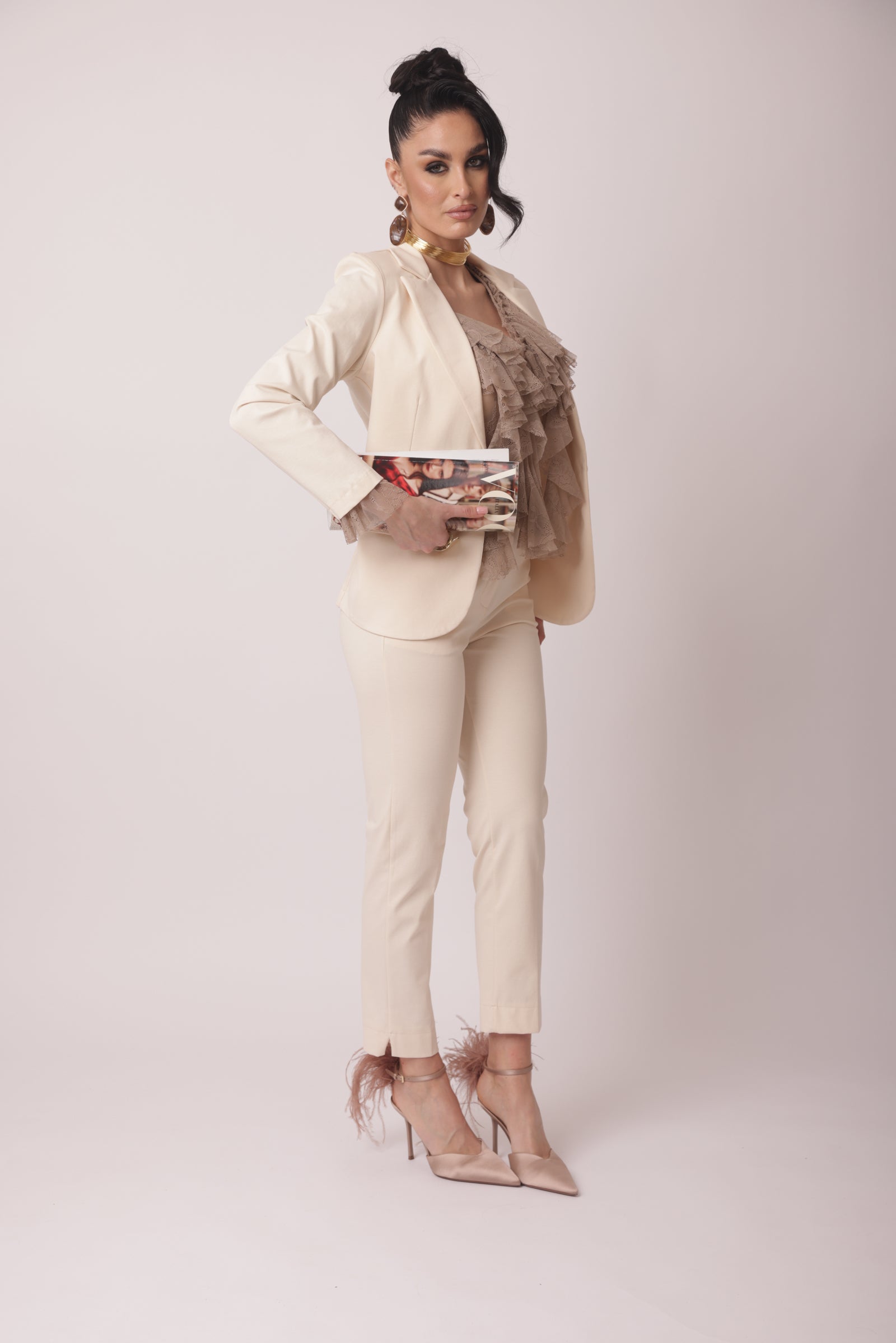 Pantalone Punto Milano Capri Classic gesso|Colore:Gesso