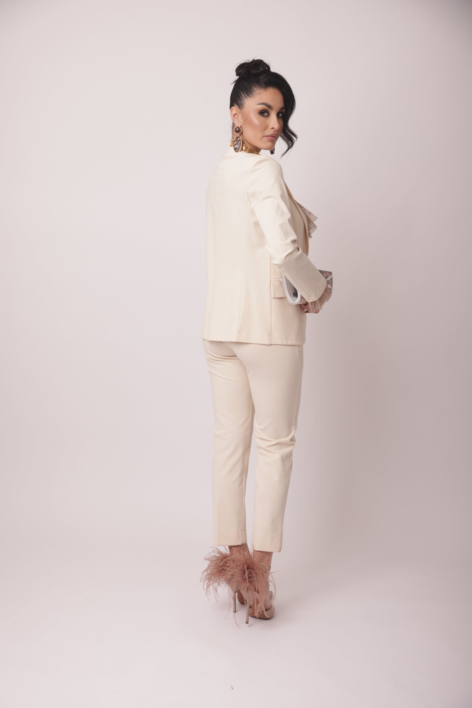 Pantalone Punto Milano Capri Classic gesso|Colore:Gesso