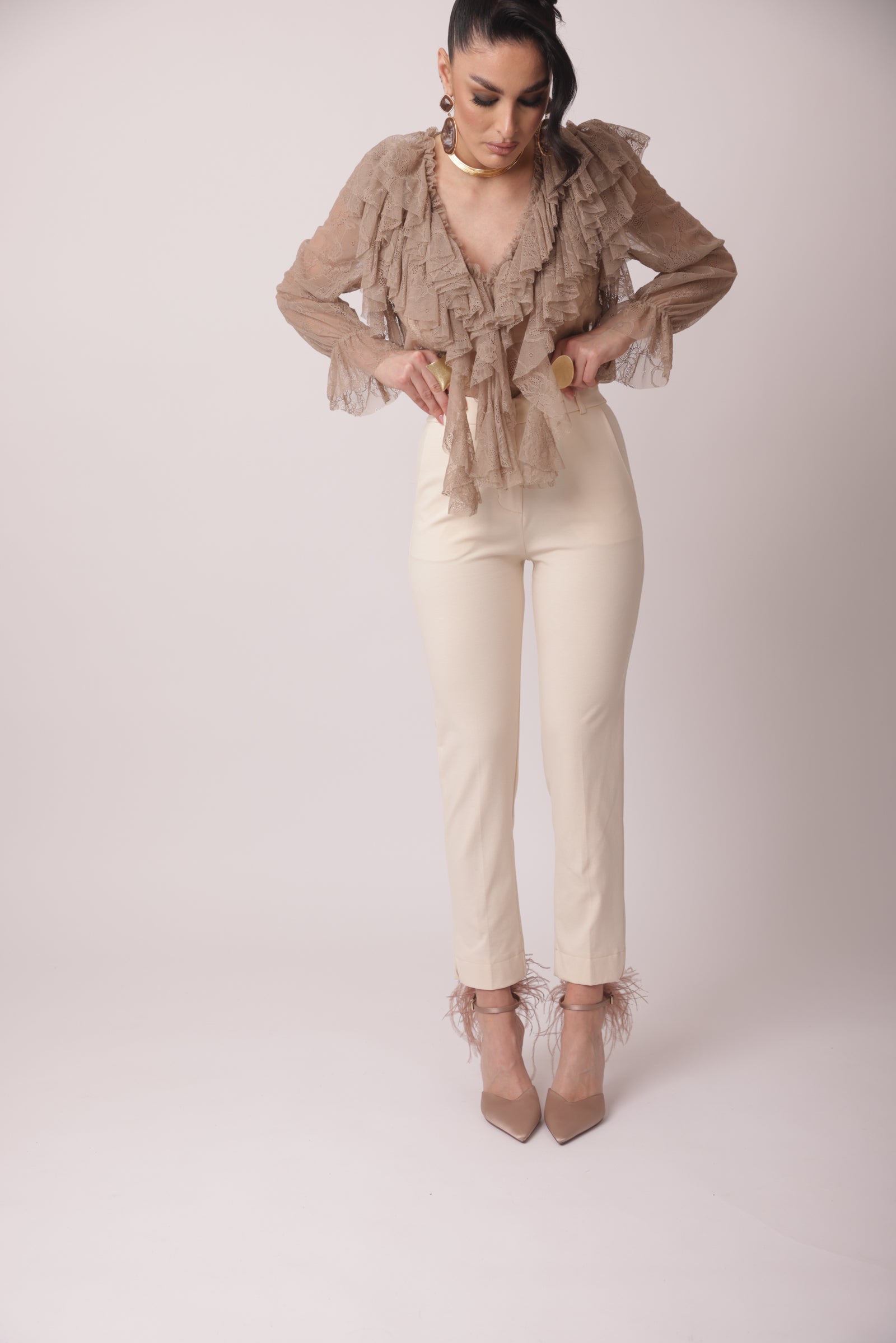 Pantalone Punto Milano Capri Classic gesso|Colore:Gesso