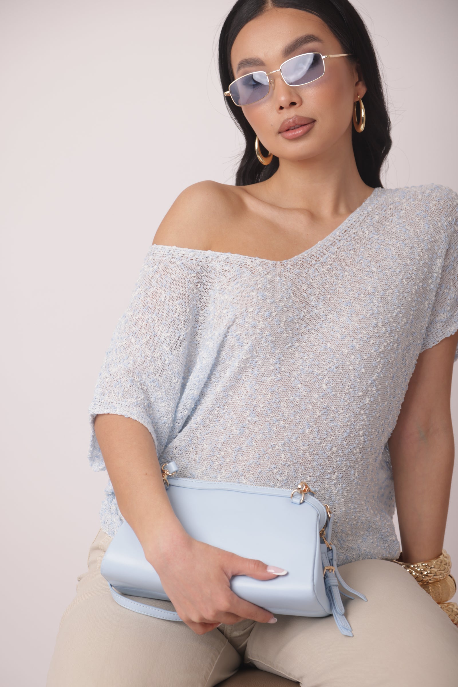 Maglia Bouclé Terry celeste|Colore:Celeste