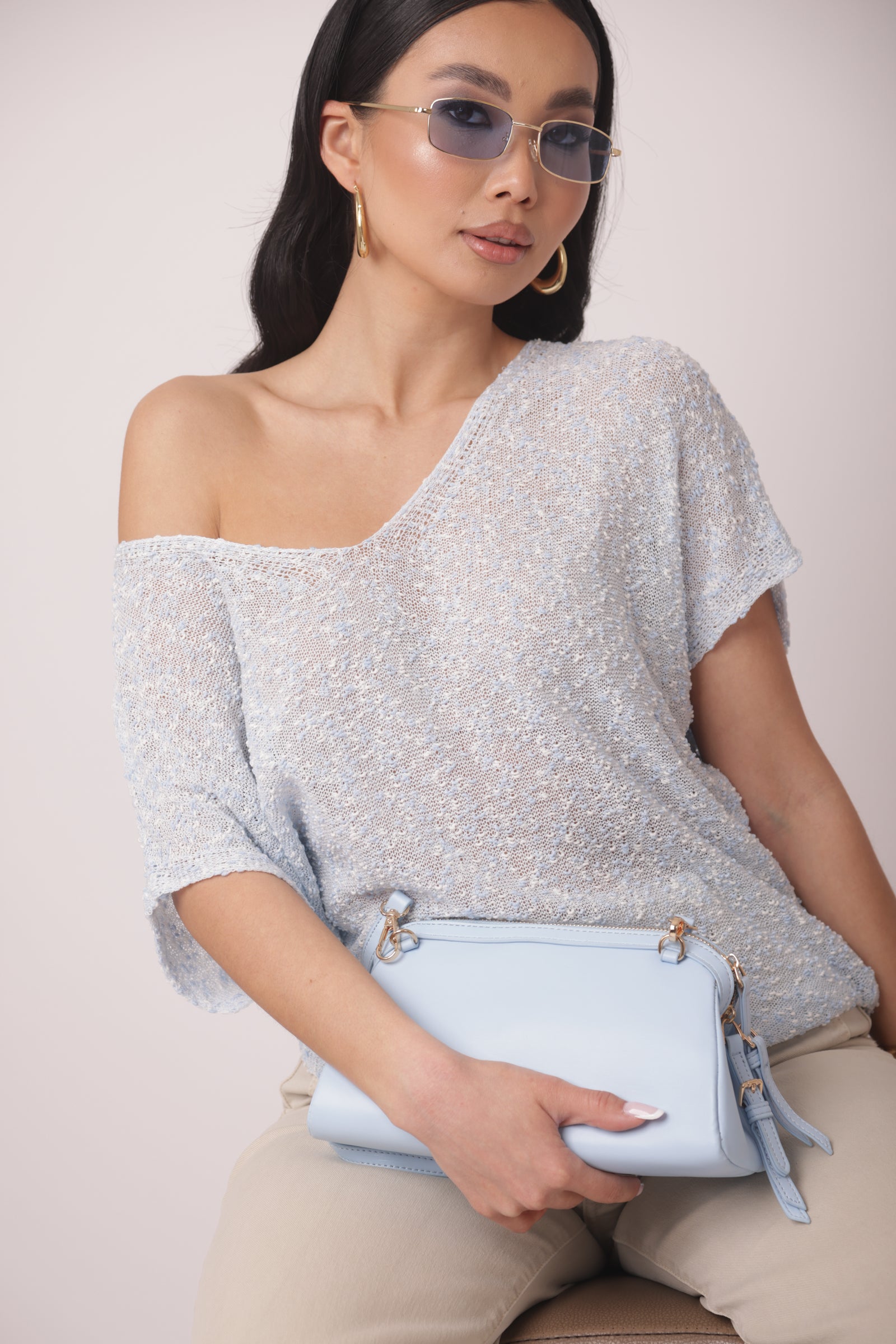 Maglia Bouclé Terry celeste|Colore:Celeste