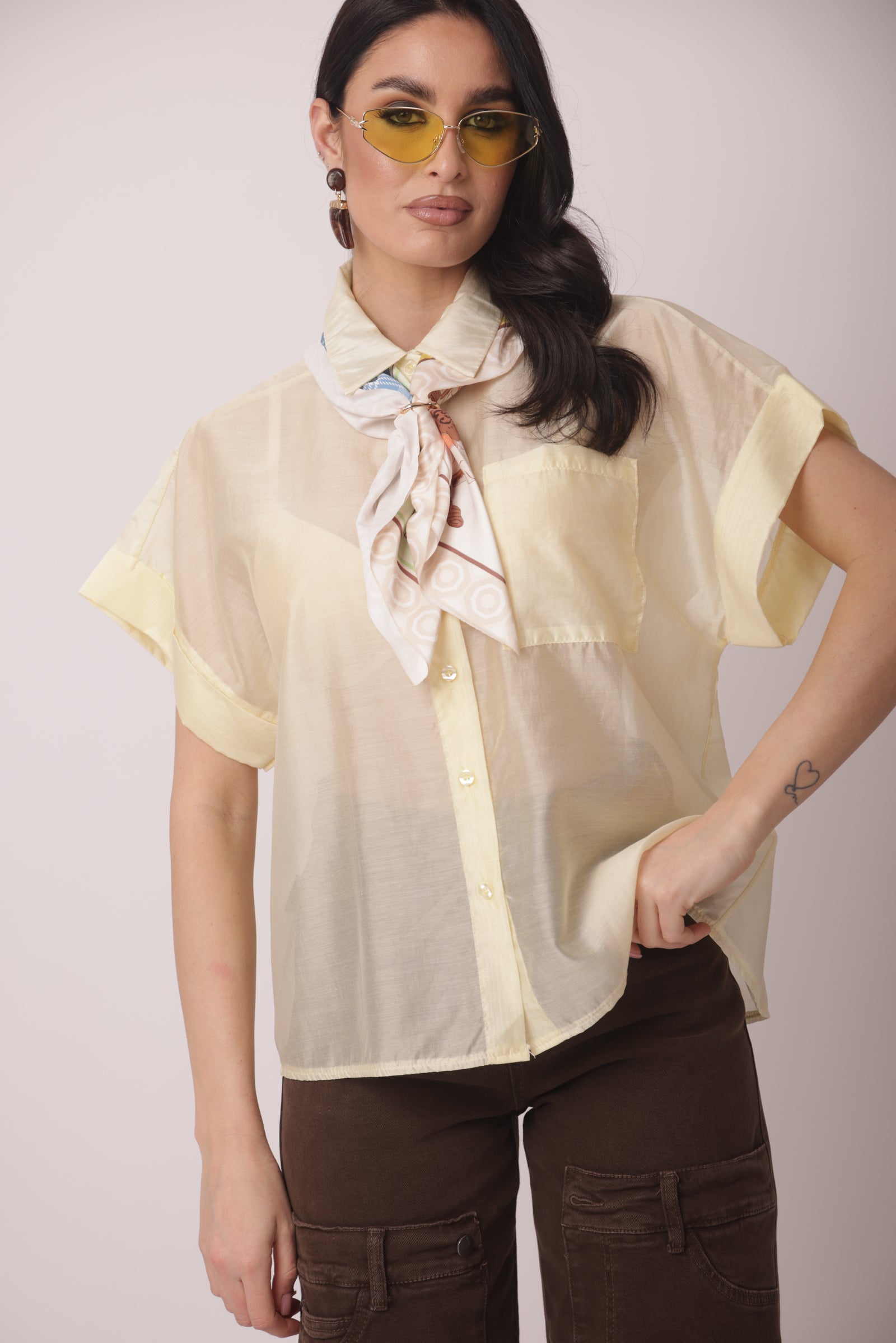 Camicia Con Foulard giallo|Colore:Giallo