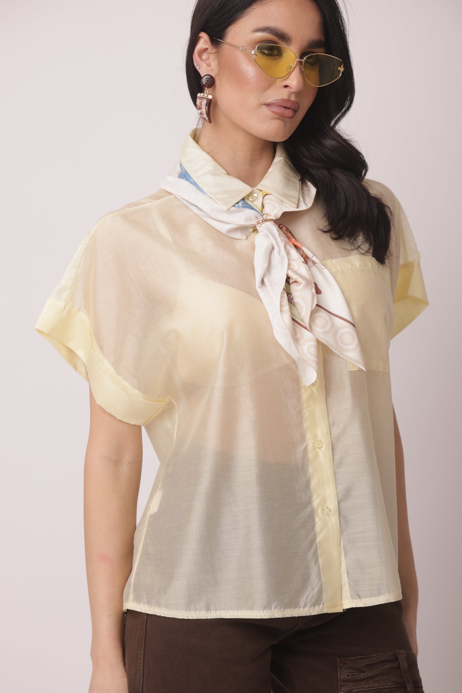 Camicia Con Foulard giallo|Colore:Giallo
