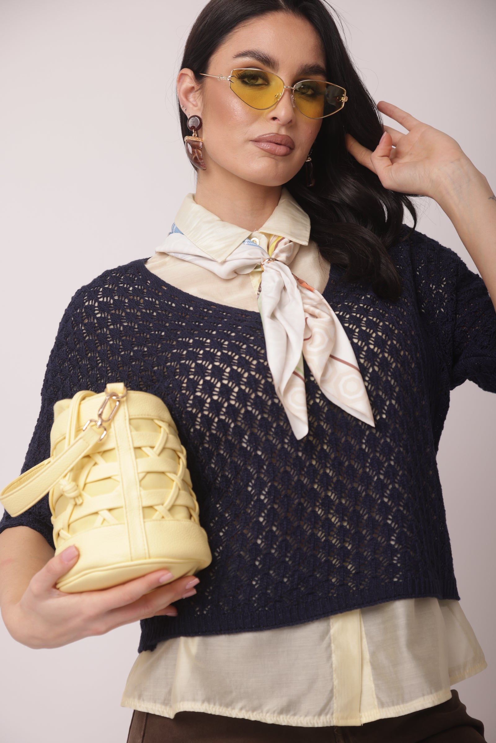 Maglia Filo Traforata blu|Colore:Blu