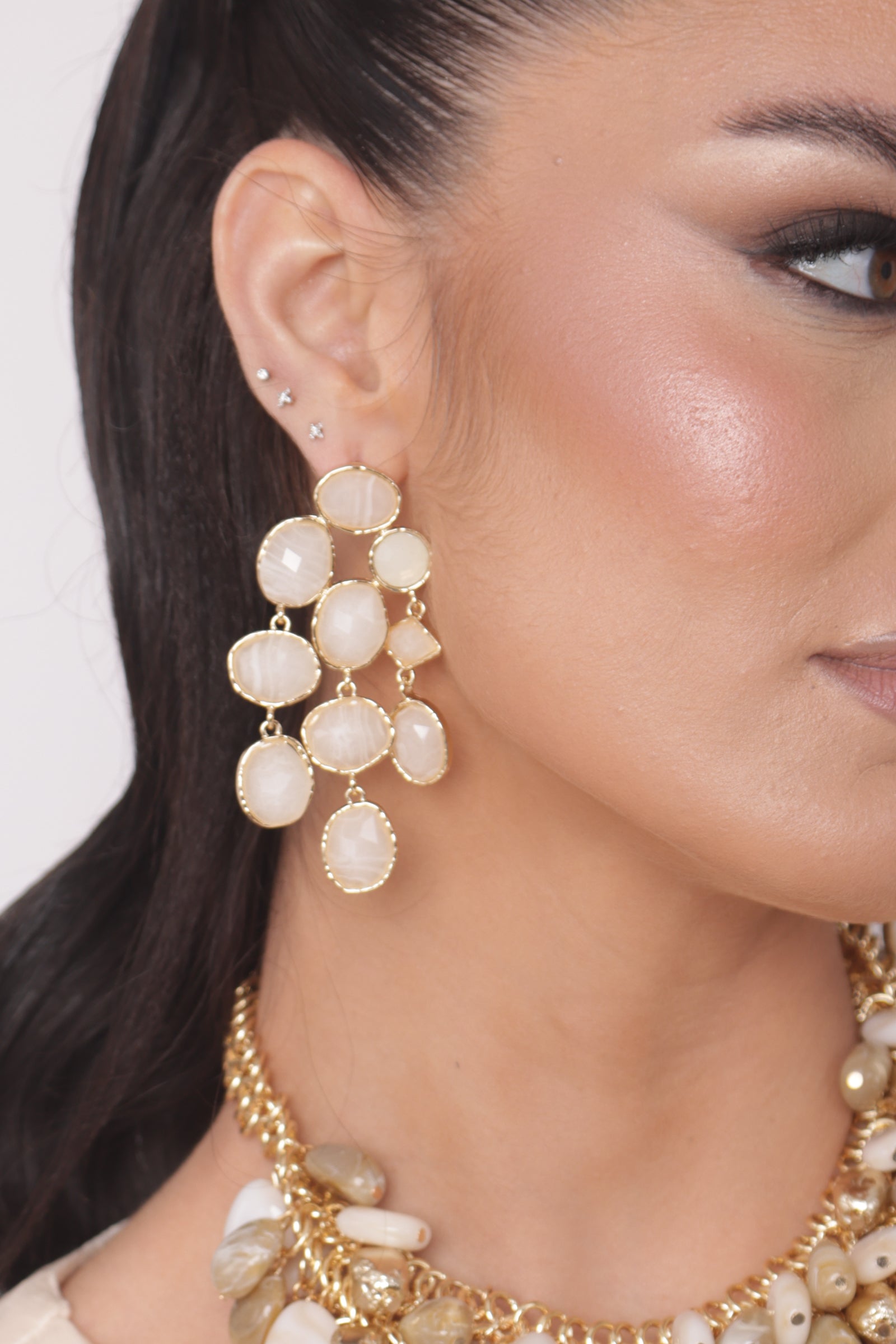 Orecchini Pietre beige|Colore:Beige