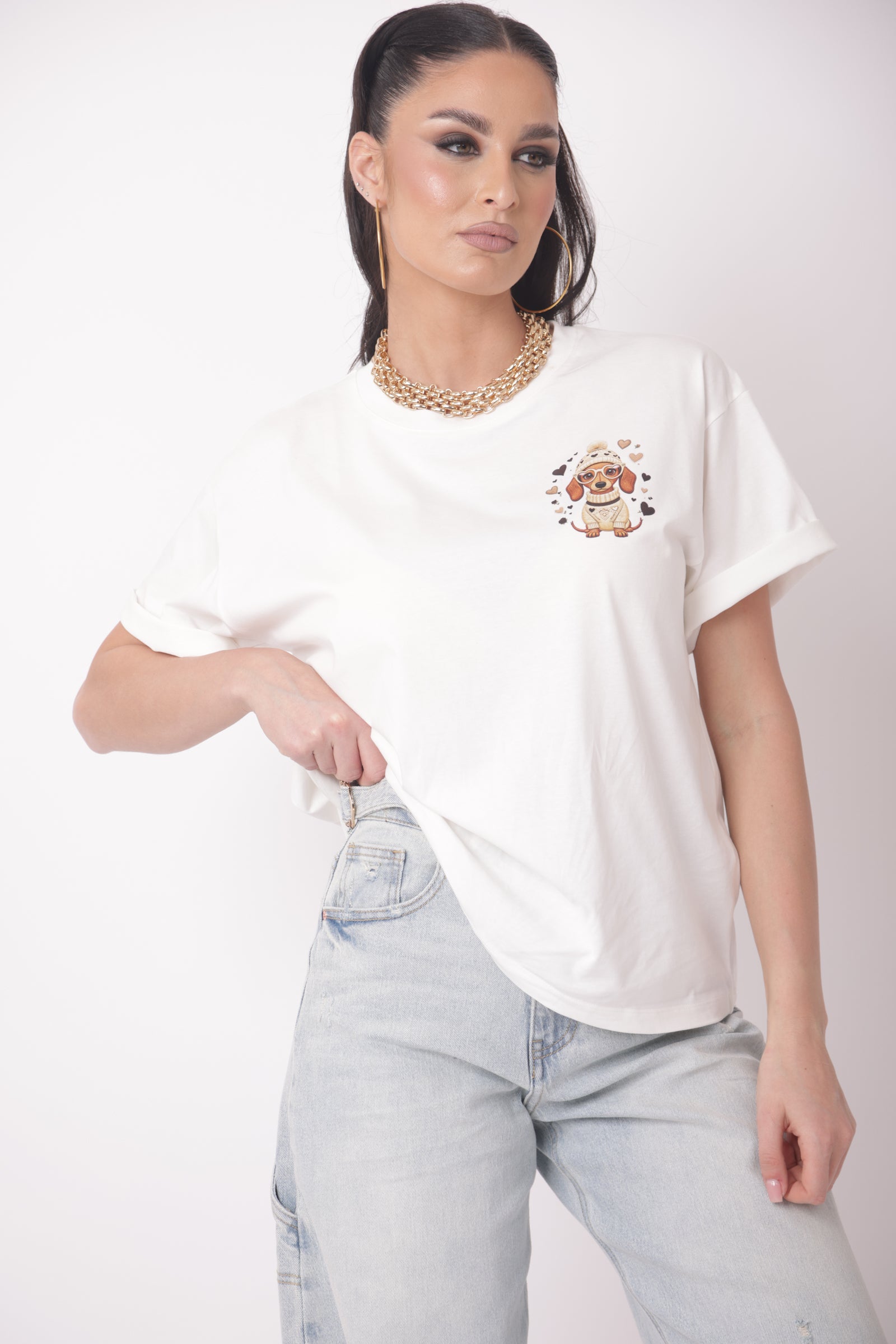 T-Shirt Bassotto bianco|Colore:Bianco