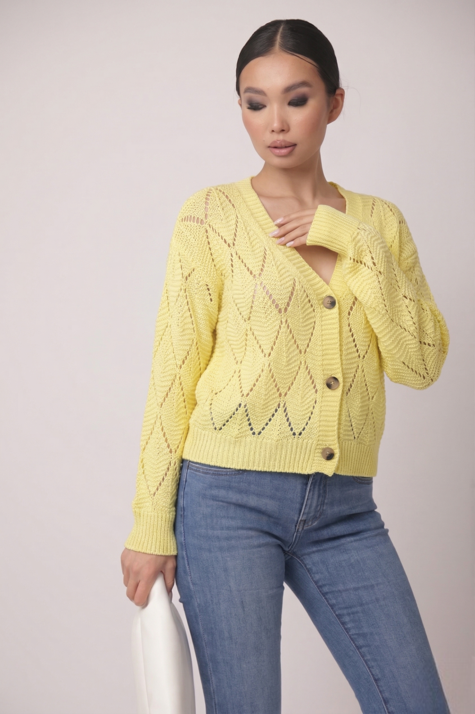 Cardigan Rombi Giallo|Colore:Giallo