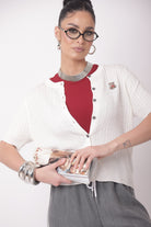 Cardigan Trecce Teddy bianco|Colore:Bianco