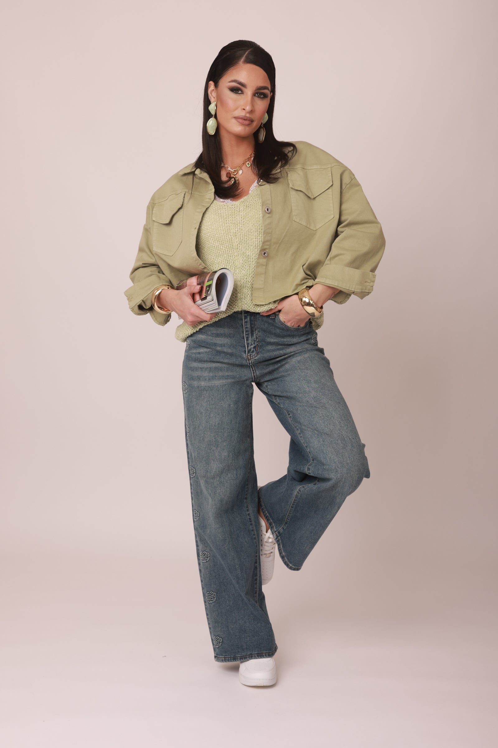 Jeans Fiori denim|Colore:Denim