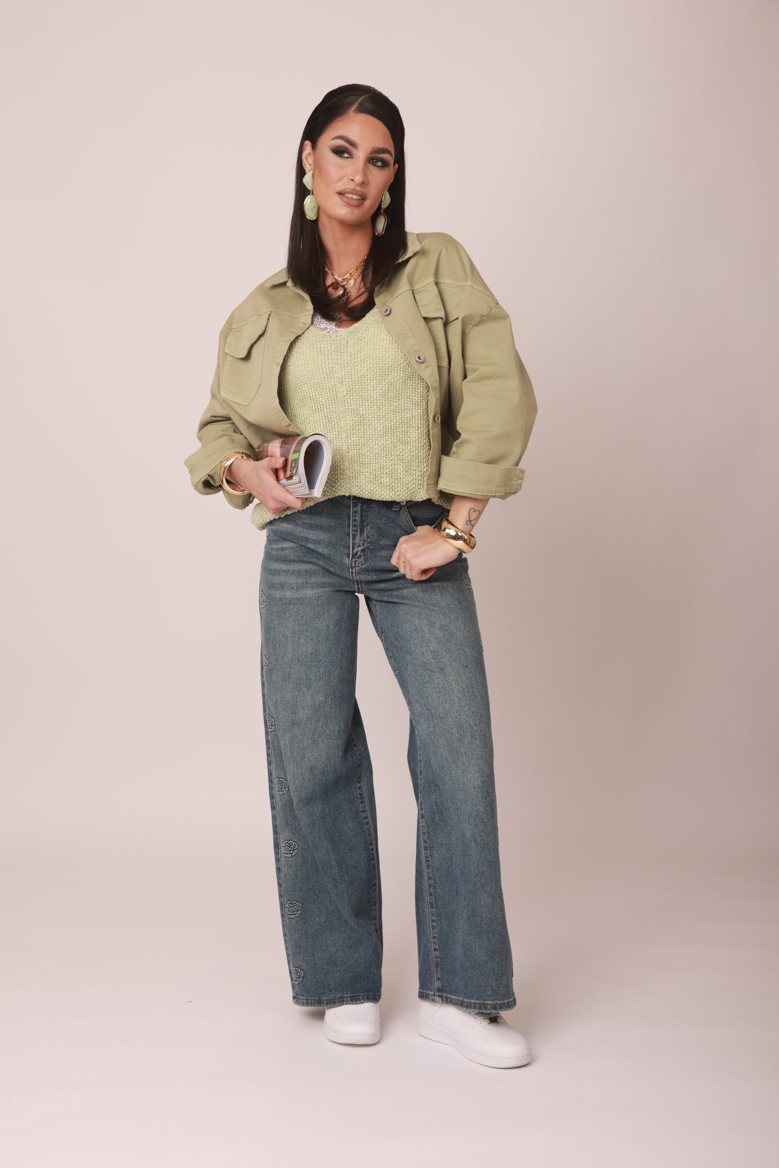 Jeans Fiori denim|Colore:Denim