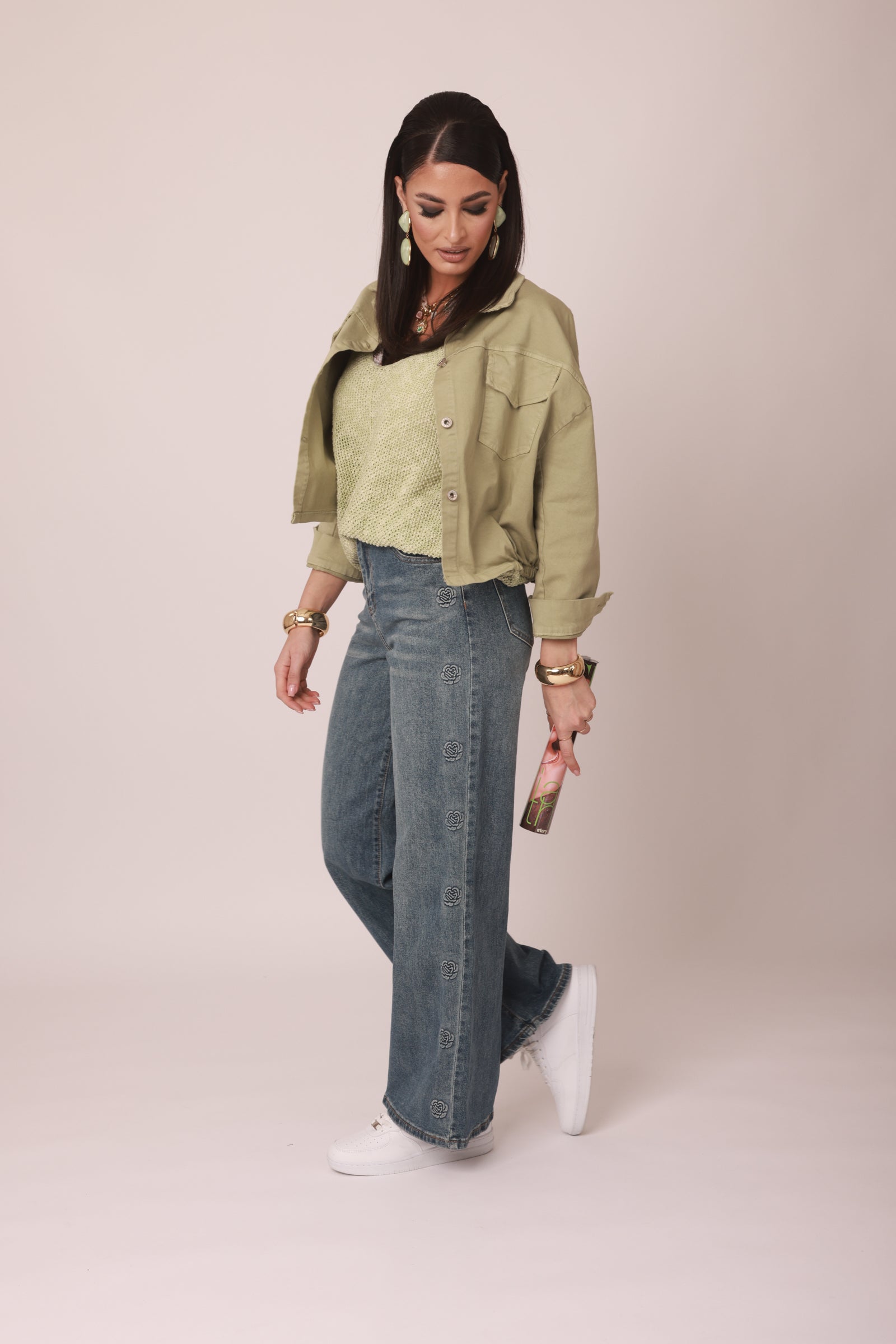 Jeans Fiori denim|Colore:Denim