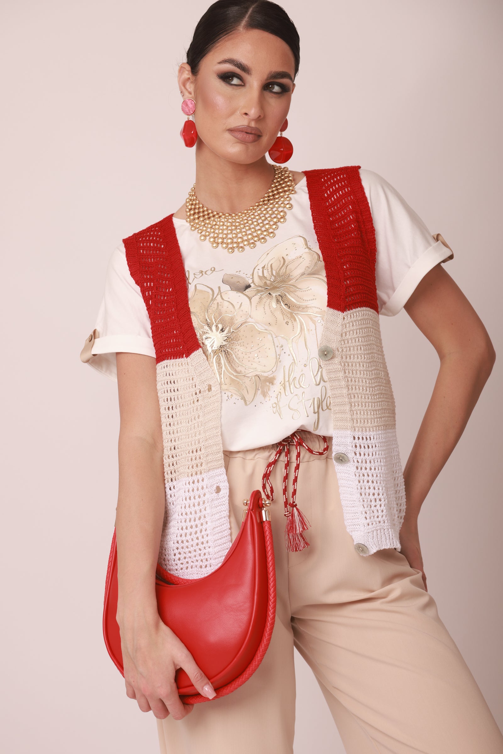 Gilet Con Bottoni rosso|Colore:Rosso