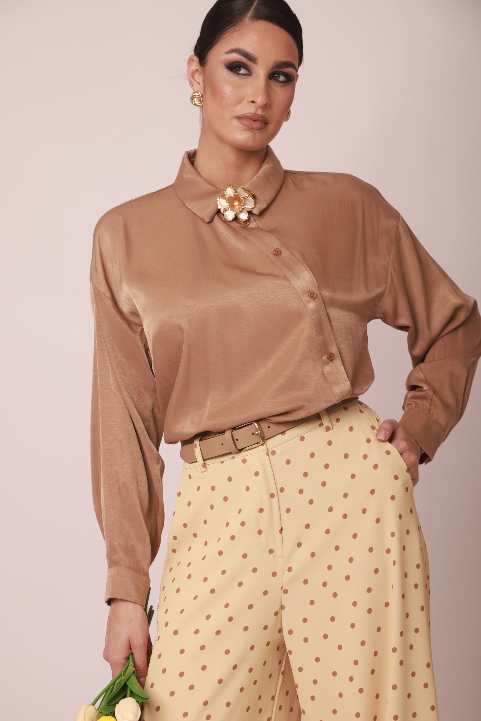 Camicia Caramel cammello|Colore:Cammello