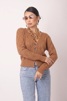 Cardigan Foglie tabacco|Colore:Tabacco
