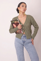 Cardigan Foglie verde salvia|Colore:Verde salvia