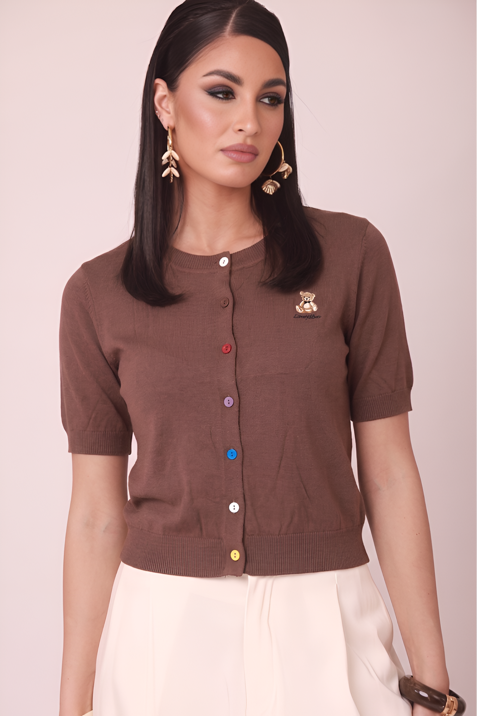 Cardigan Lazy Bearteddy cacao|Colore:Cacao