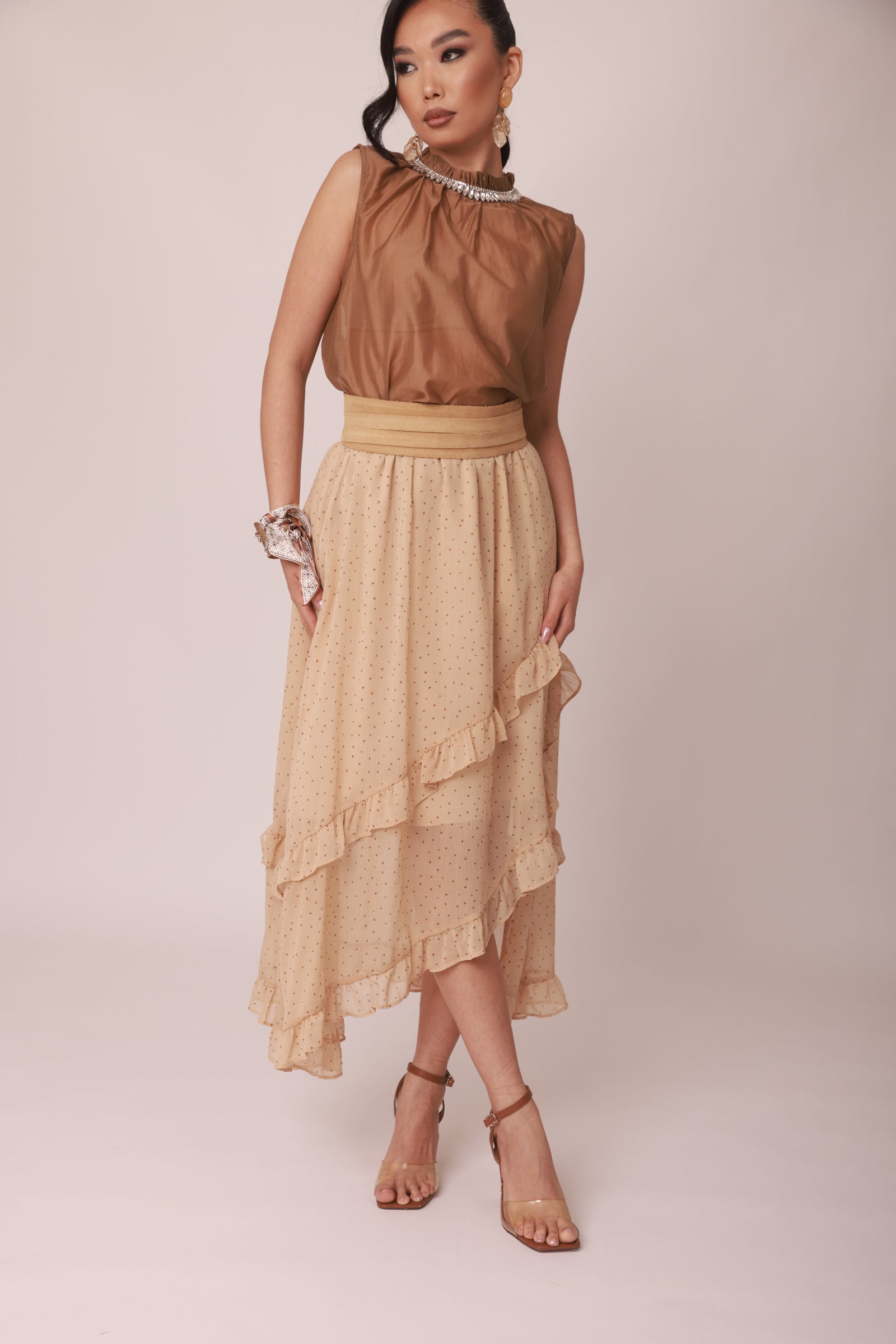 Gonna Cuori beige|Colore:Beige