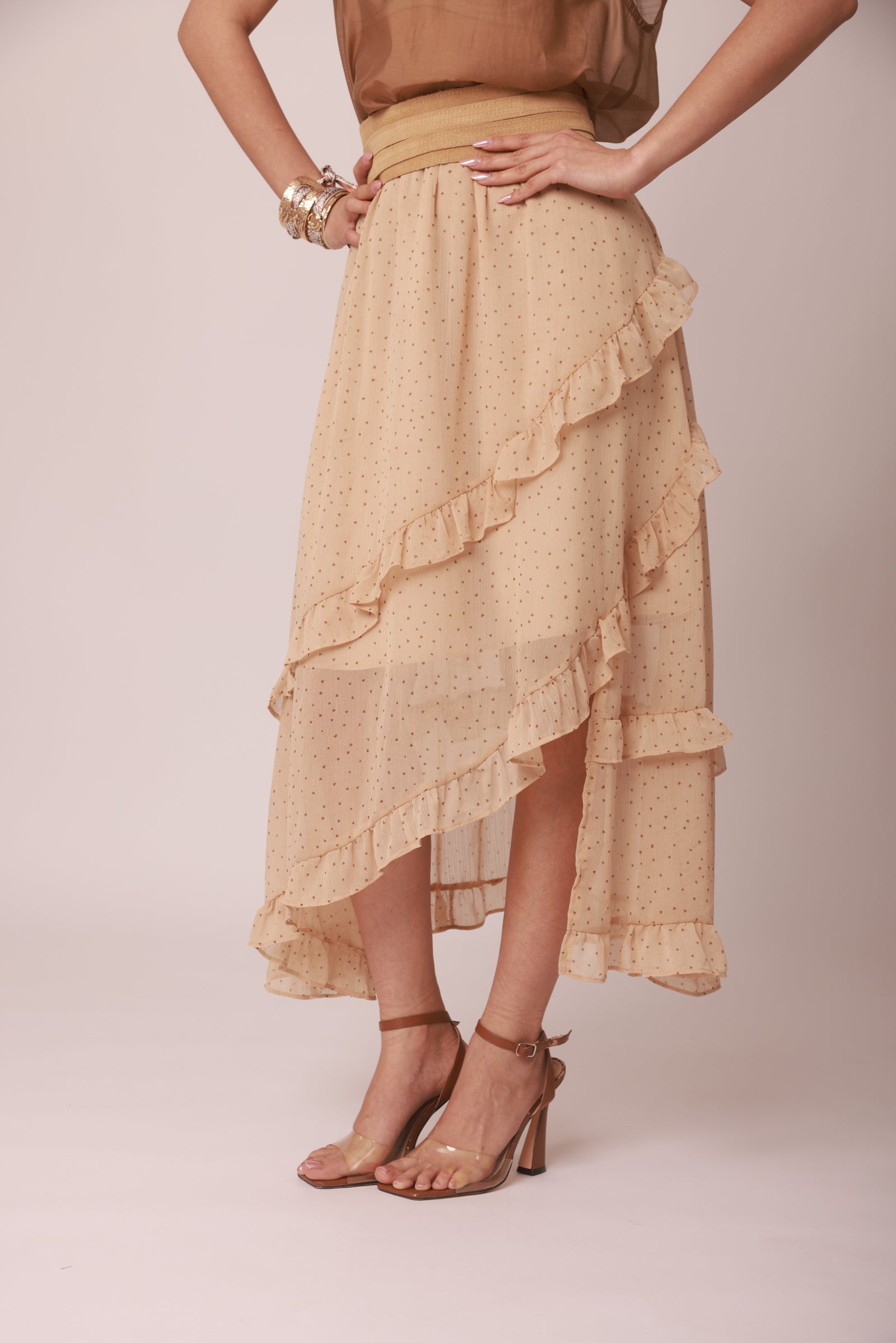 Gonna Cuori beige|Colore:Beige