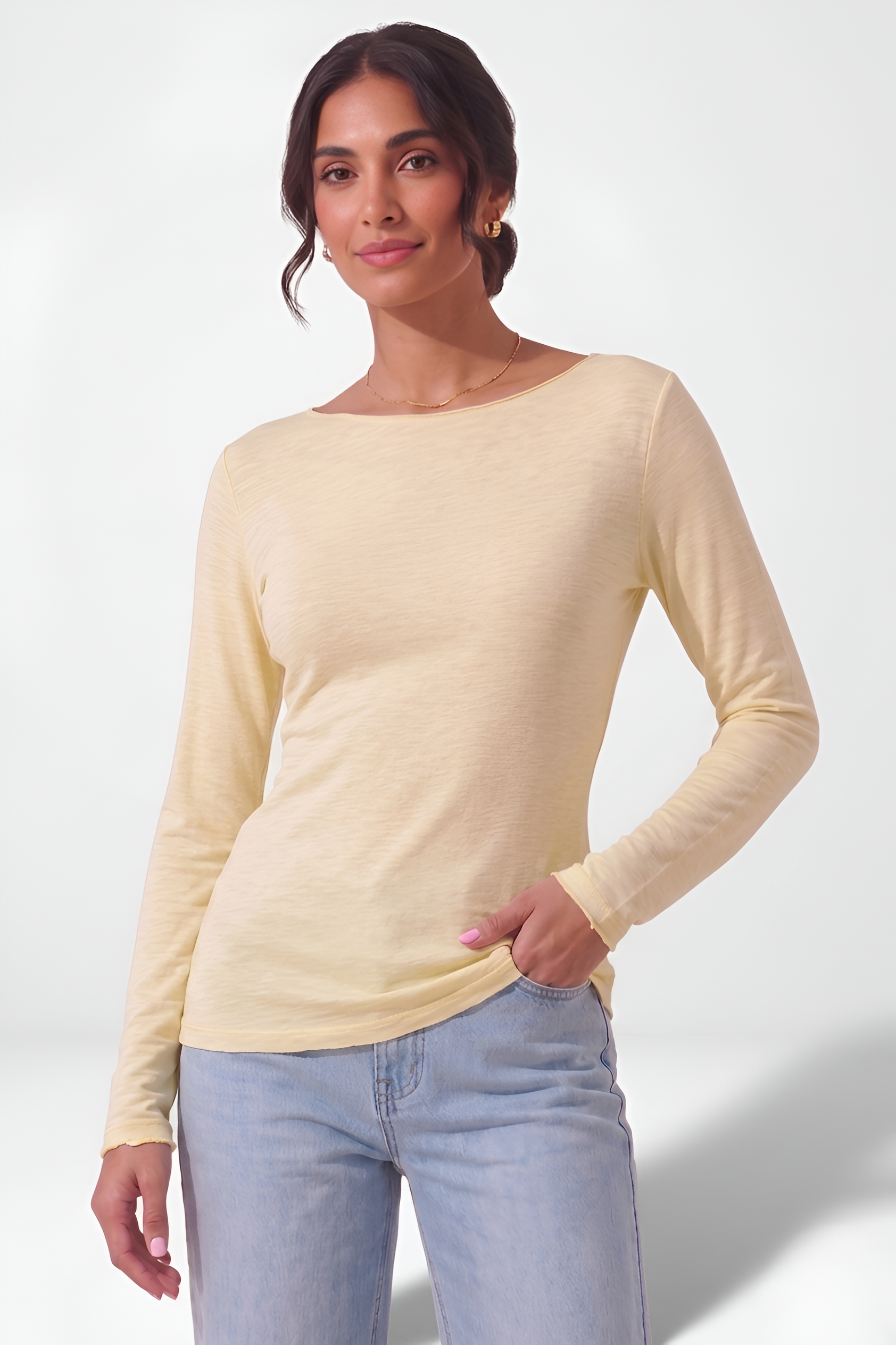 Maglia Misto Seta giallo|Colore:Giallo