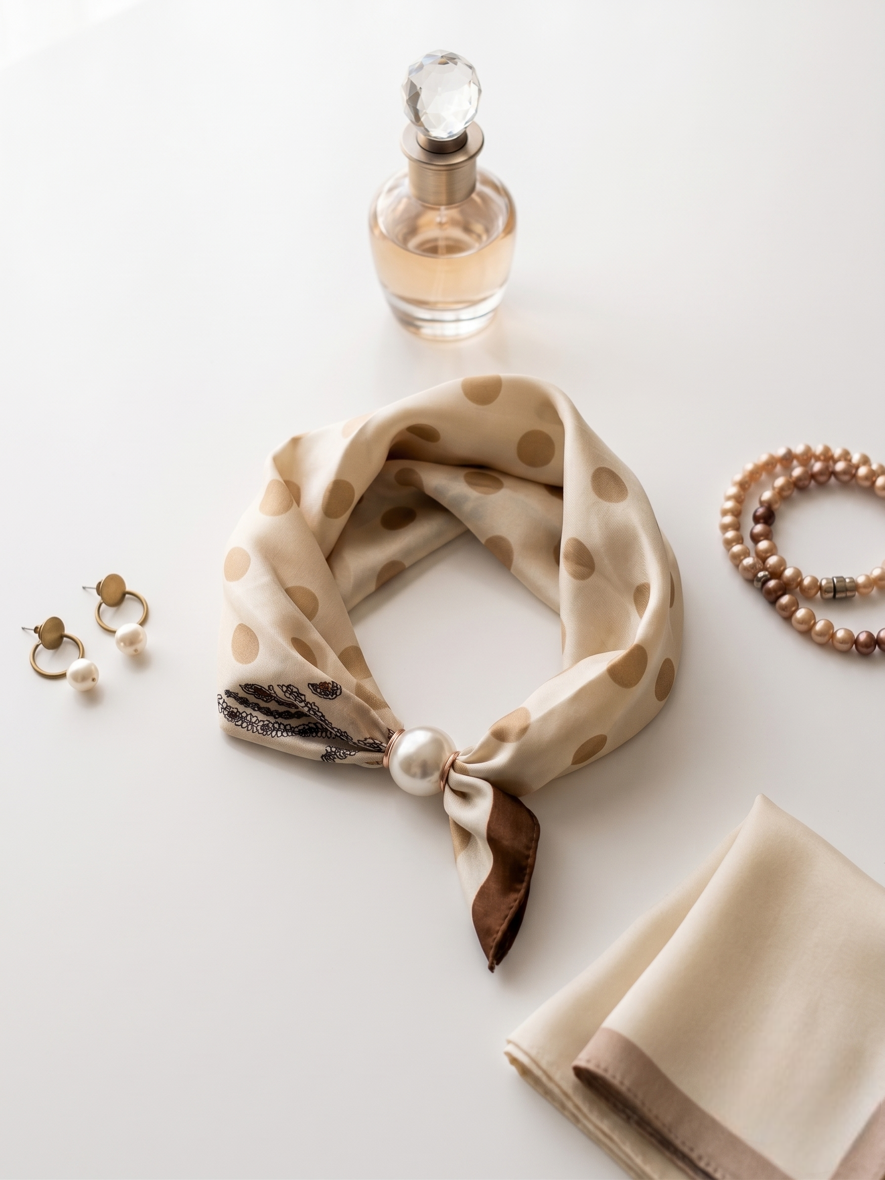 Foulard Pois beige|Colore:Beige
