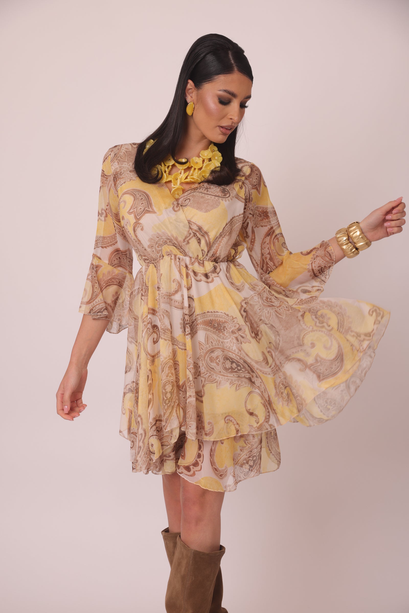 Abito Corto Naomi giallo|Colore:Giallo