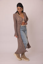 Cardigan  Lungo Elisabeth fango|Colore:Fango